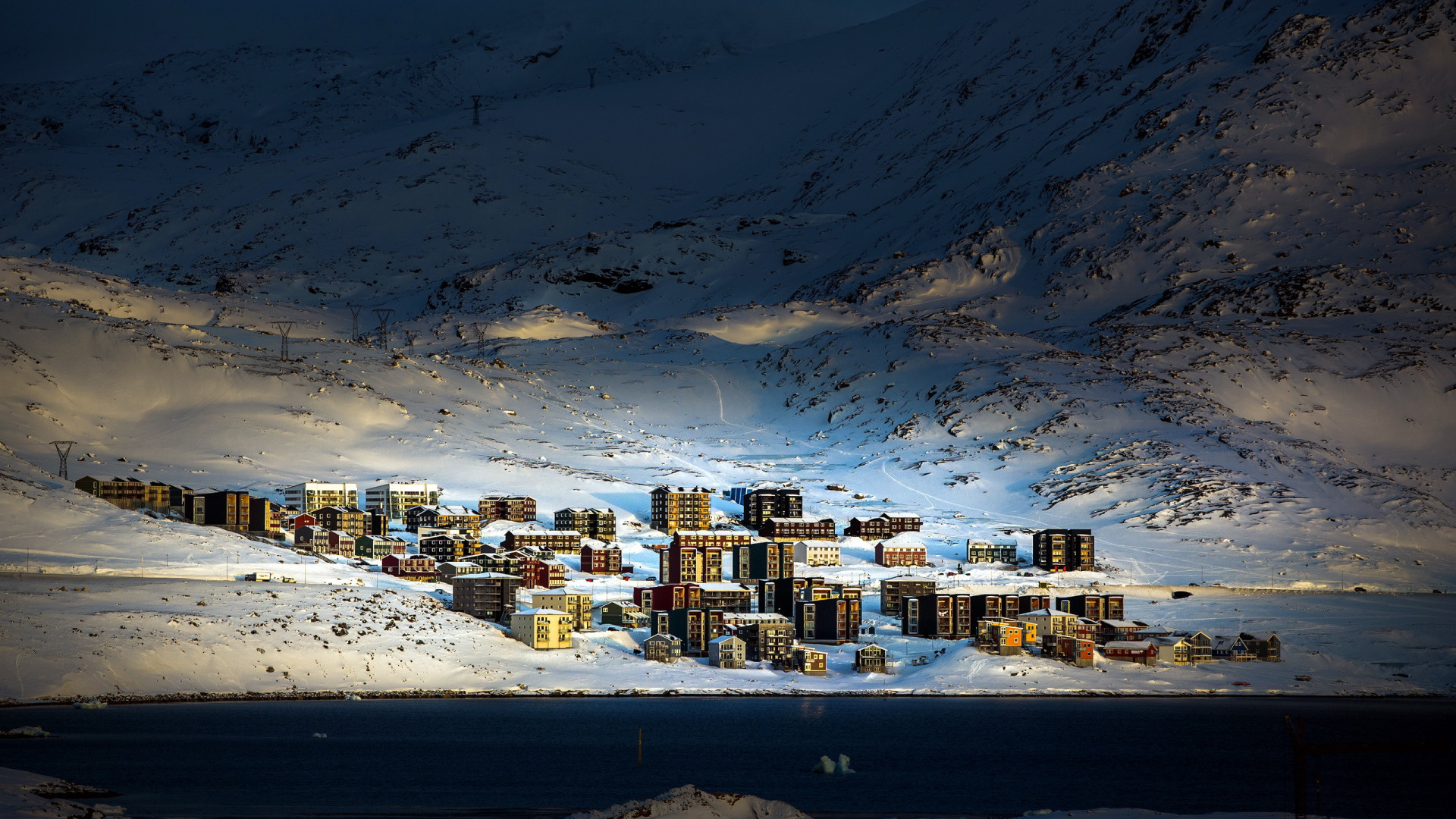 Greenland: Arctic, Qinngorput, Nuuk, Kalaallisut Kalaallit Nunaat. 1920x1080 Full HD Background.