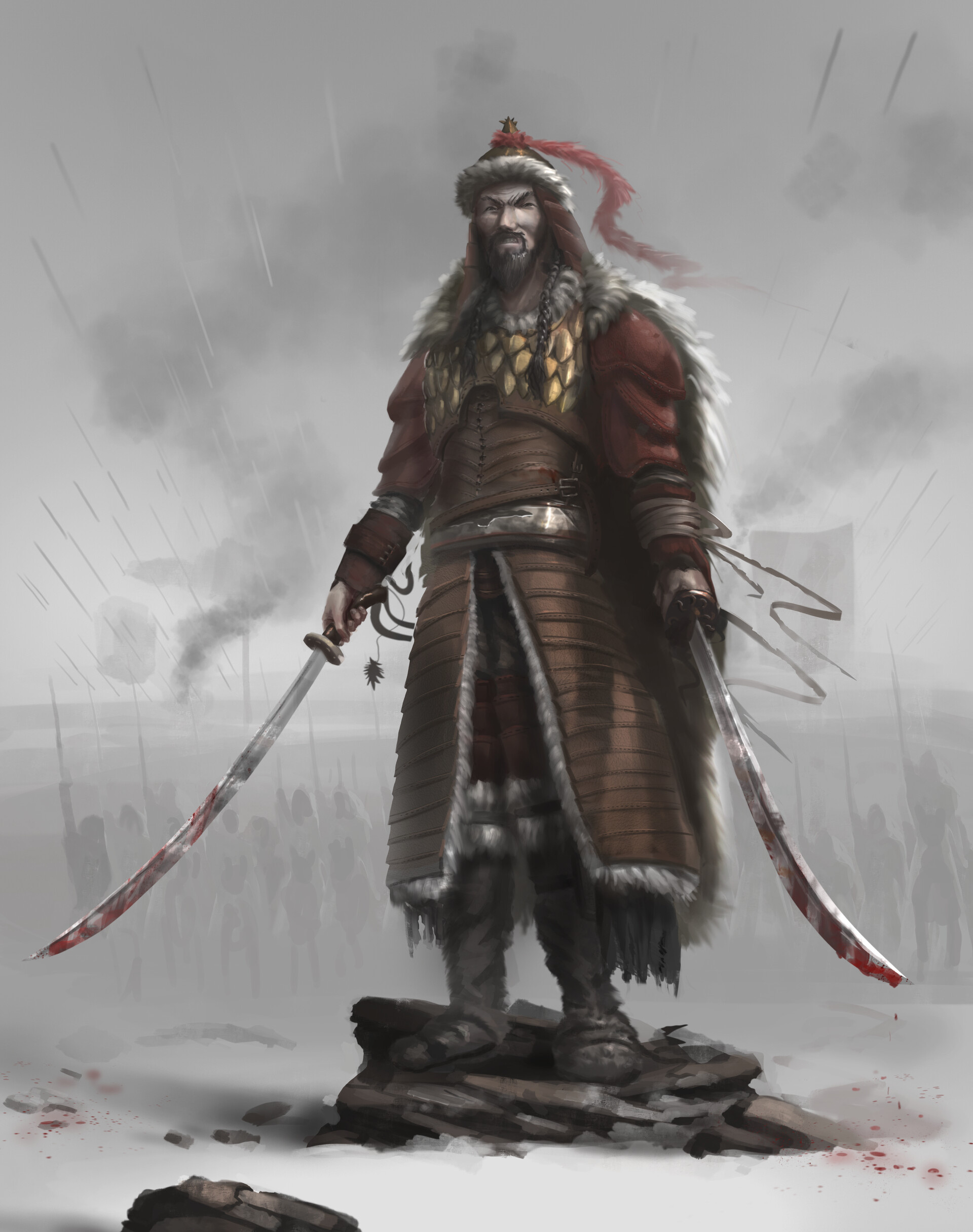 Genghis Khan, Genghis Khan character, ArtStation creation, Concept art, 1920x2440 HD Phone