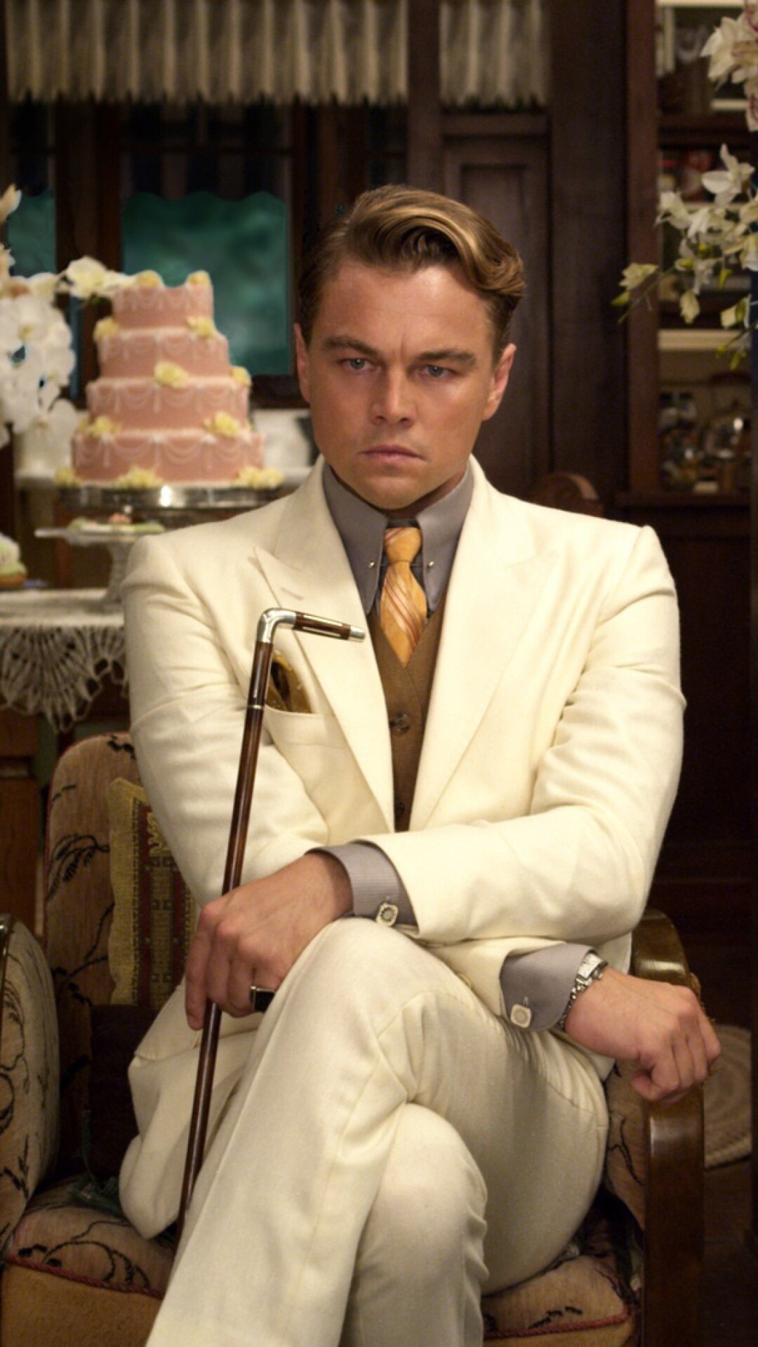 Leonardo DiCaprio, Great Gatsby wallpaper, Memorable film, Iconic performance, 1080x1920 Full HD Phone