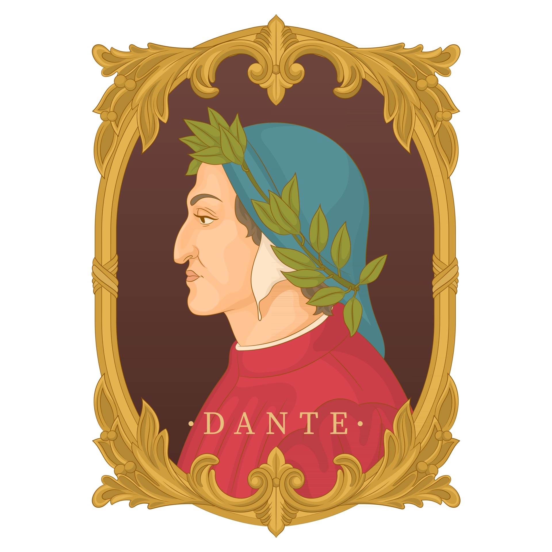 Portrait of Dante, Vector art, Poetic representation, Creative expression, 1920x1920 HD Handy