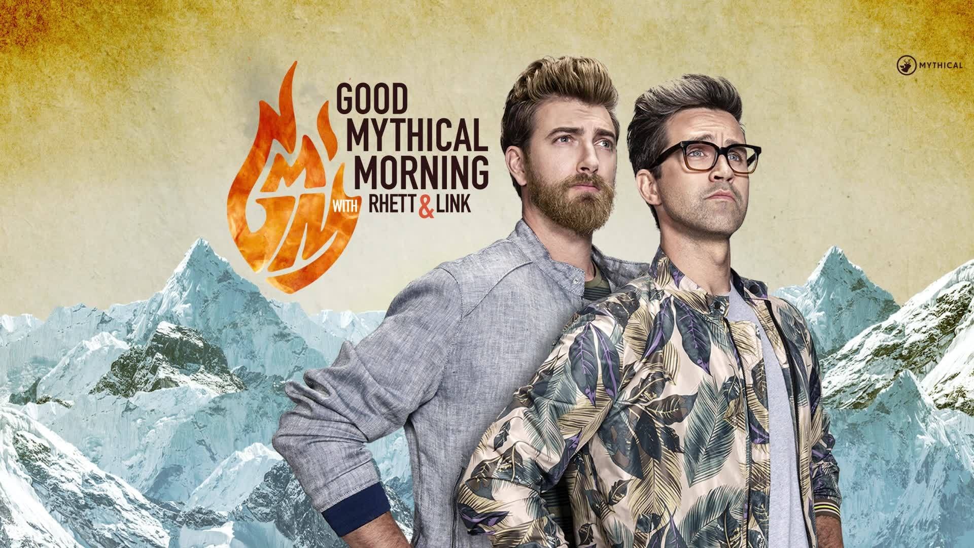 Good Mythical Morning: Comedians Rhett and Link, Daily show with 17.1 million subscribers on YouTube. 1920x1080 Full HD Background.