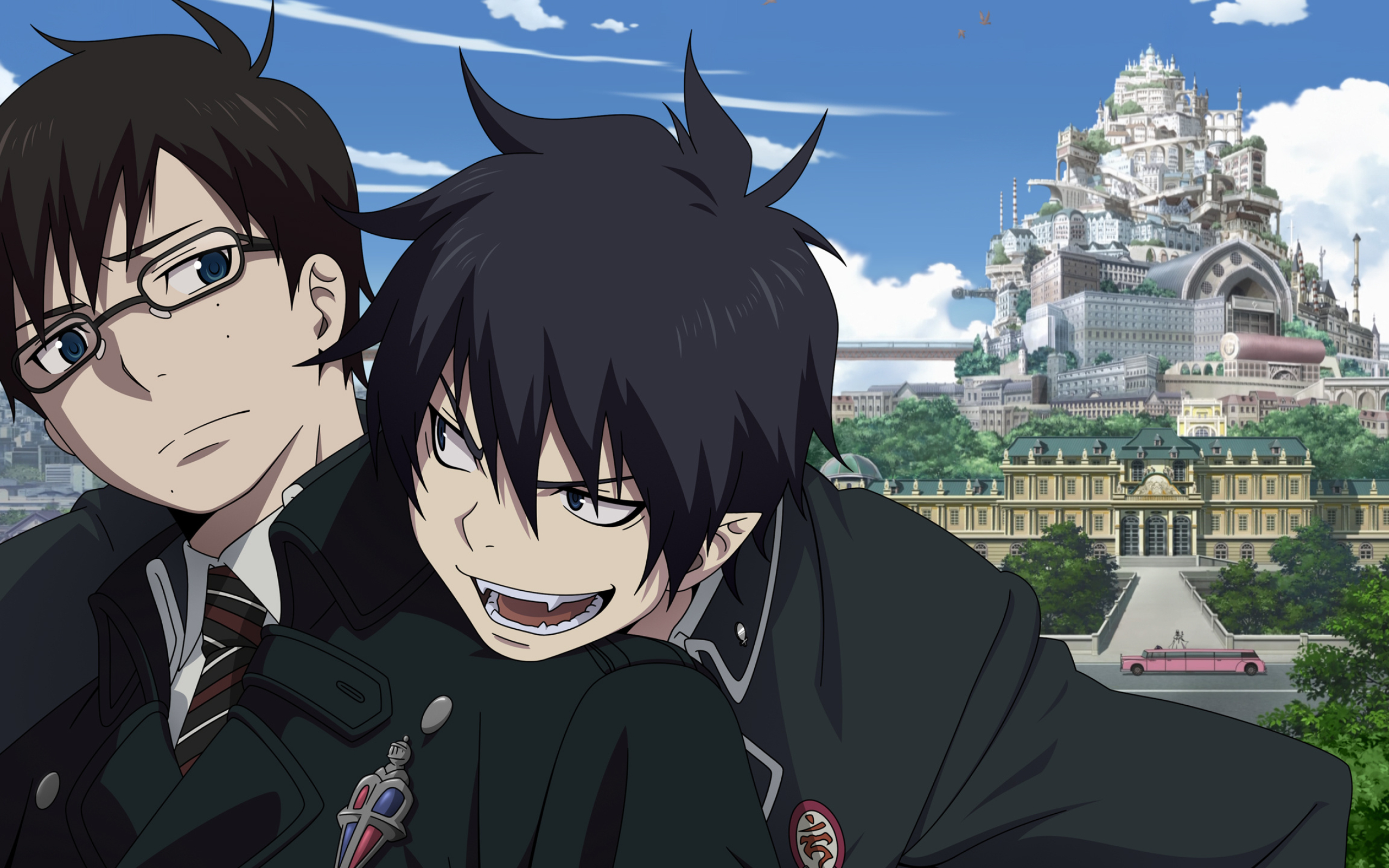 Blue Exorcist: A supernatural anime about Satan's twin sons, Rin and Yukio Okumura. 2560x1600 HD Background.