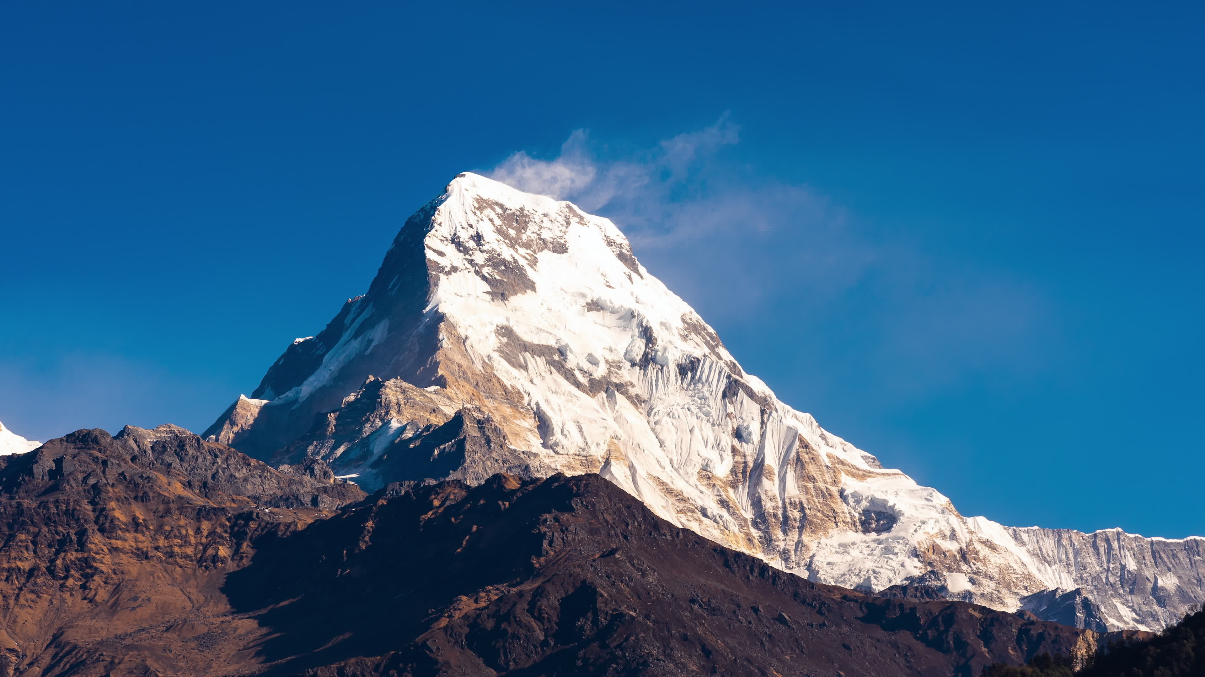 Mount Annapurna South, Nepal's beauty, Time-lapse video, Spectacular scenery, 3840x2160 4K Desktop