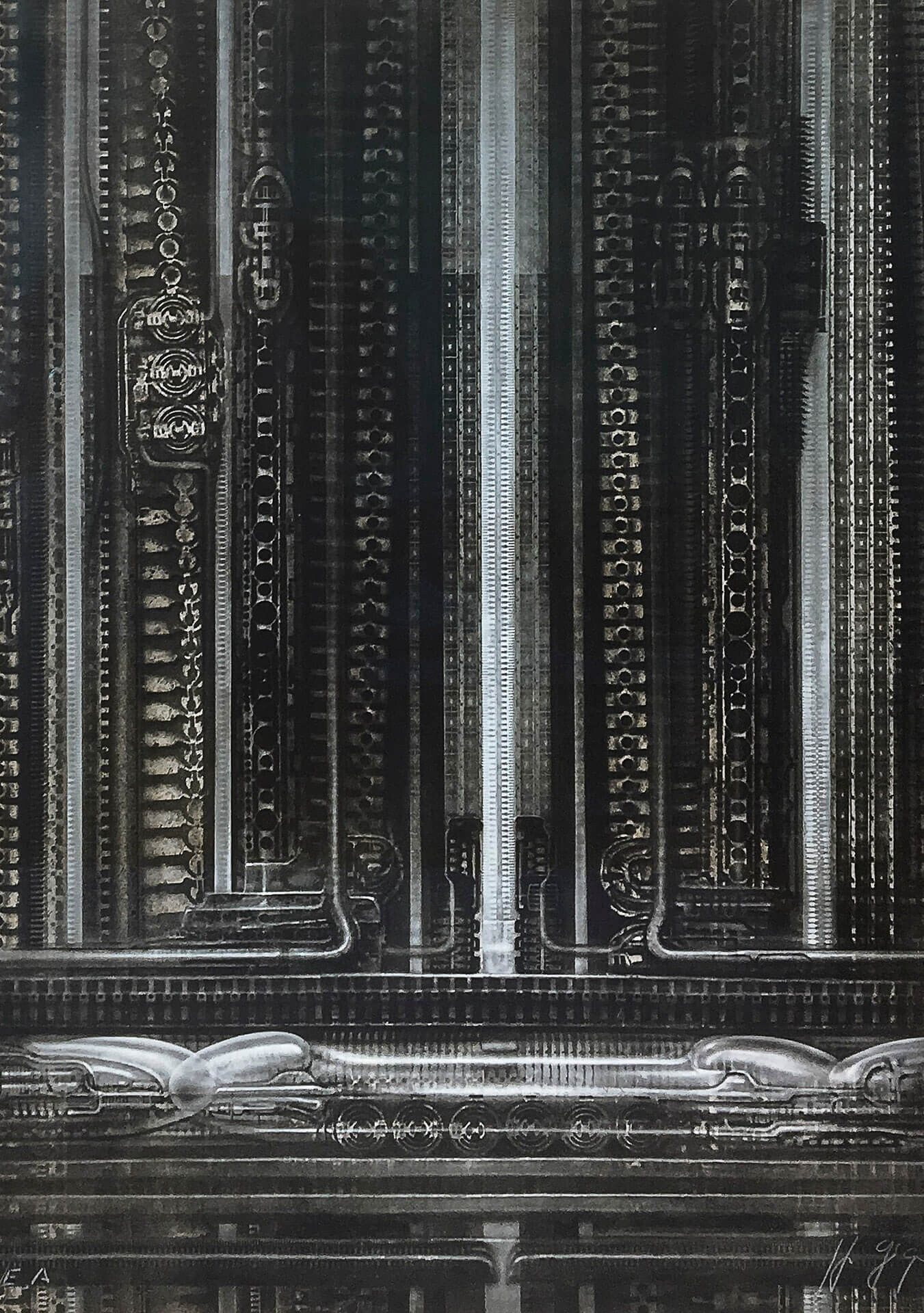 H.R. Giger: New York, Biomechanical Futuristic Vision Of A Big City. 1360x1920 HD Wallpaper.