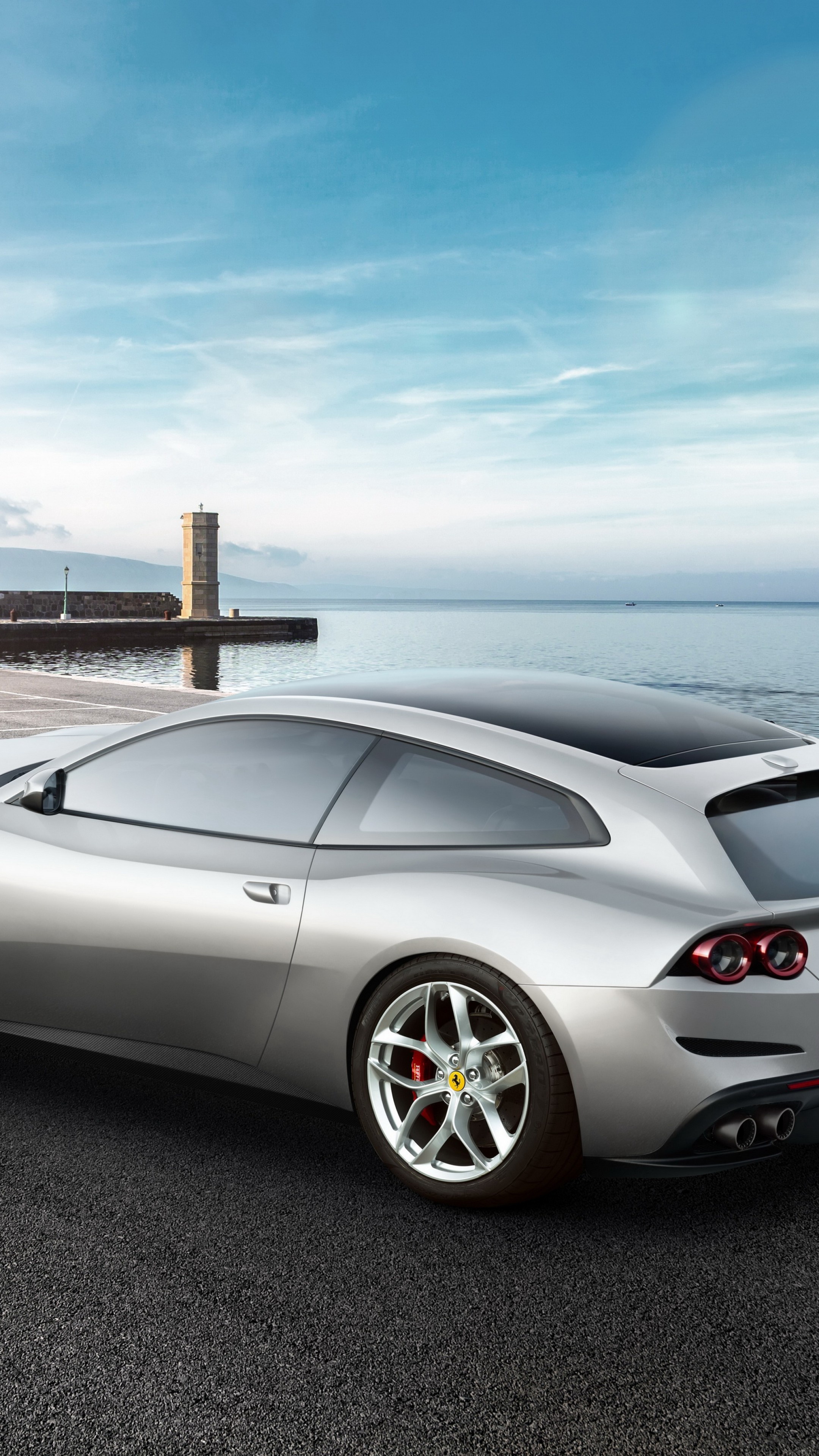 Ferrari GTC4 Lusso, Stylish shooting brake, Luxurious silver, Futuristic design, 2160x3840 4K Phone