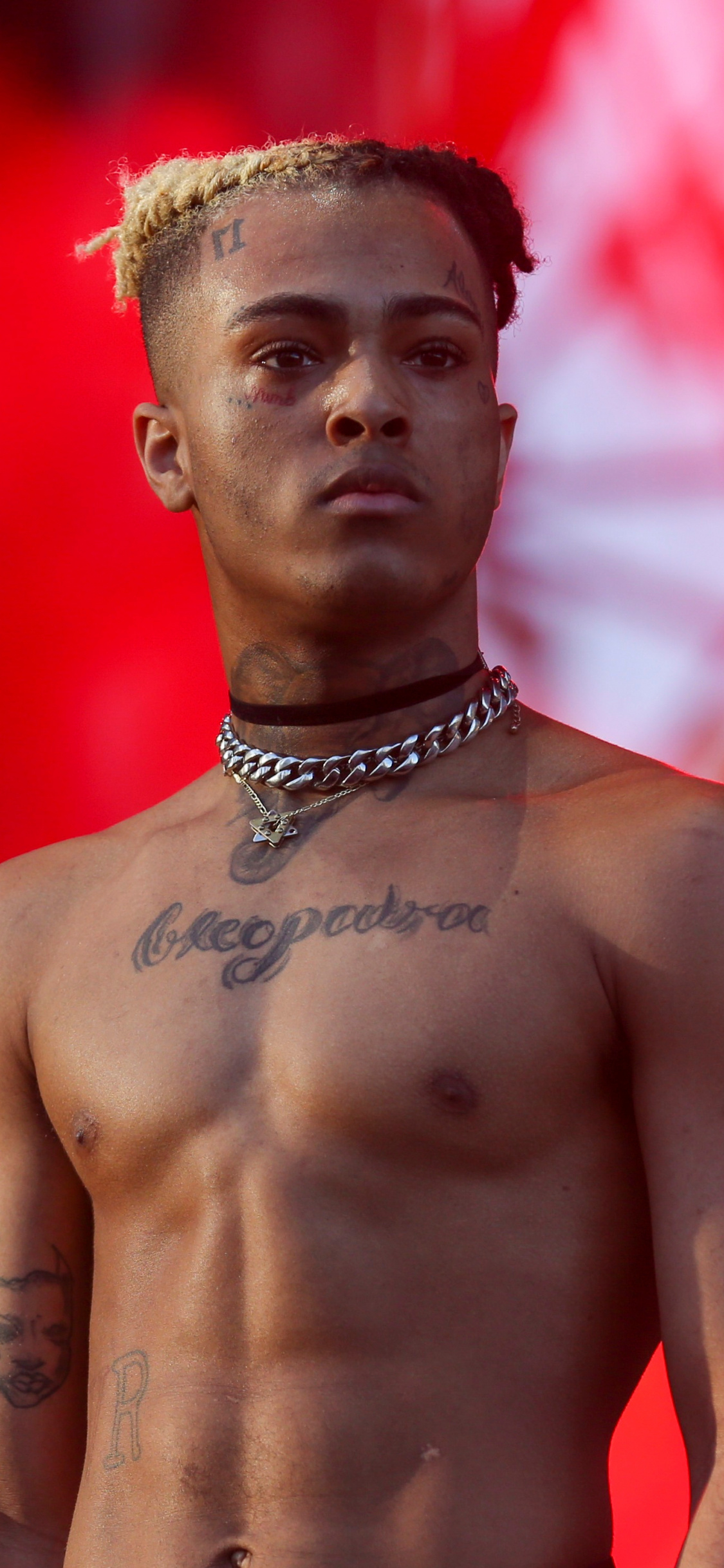 XXXTENTACION, Free download, Red wallpapers, 1130x2440 HD Phone