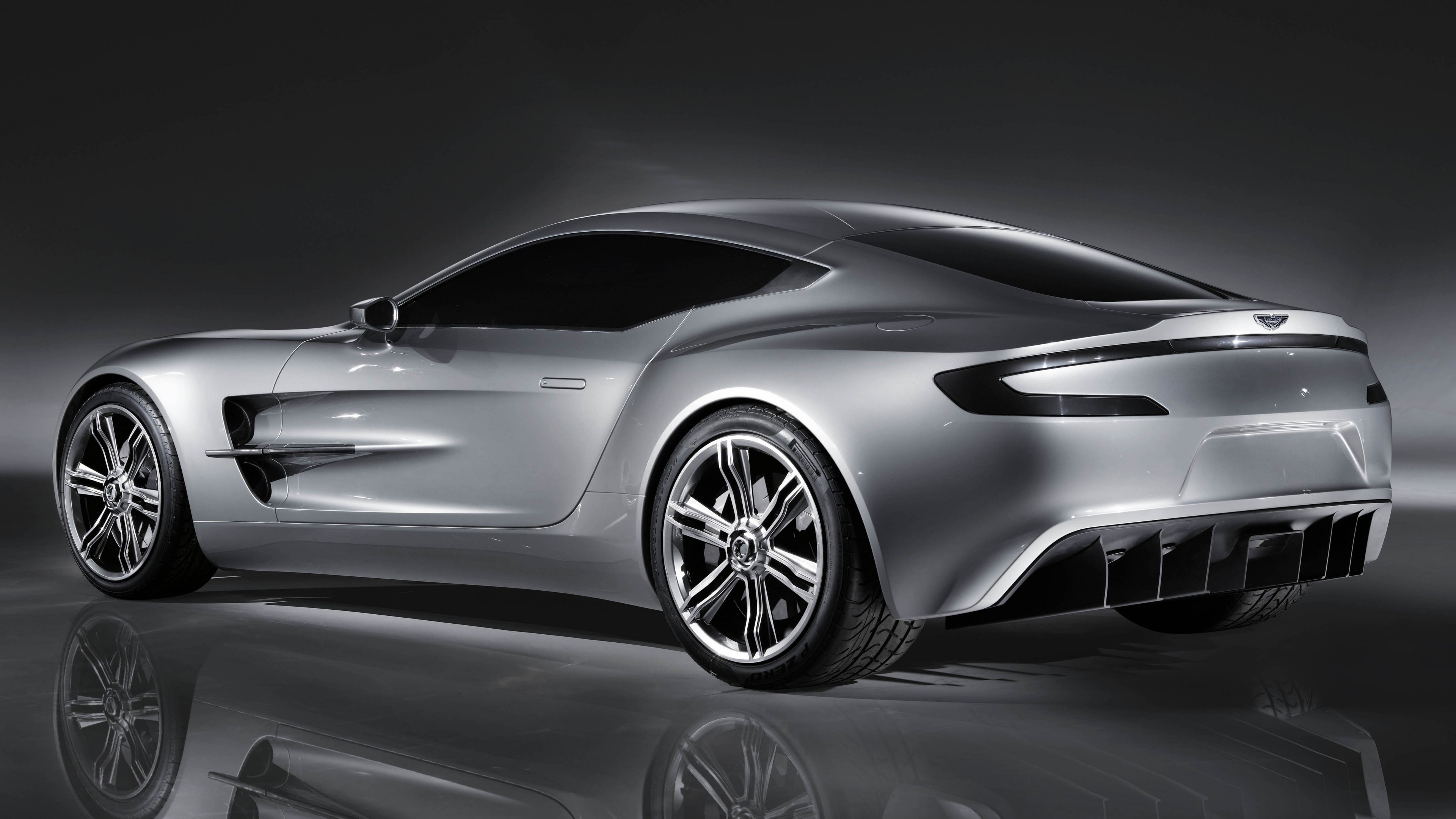 Aston Martin One-77, Supercar limited edition, Luxury cars, Silver back side, 3840x2160 4K Desktop