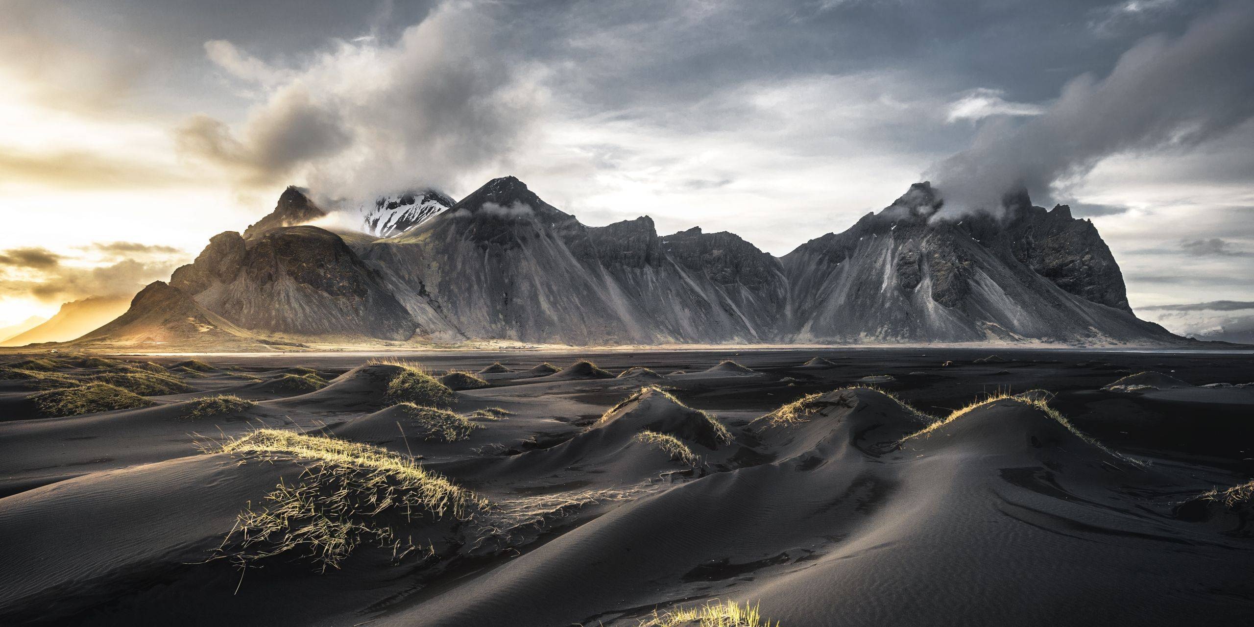 Vestrahorn, Icelandic marvel, Majestic peaks, Untouched wilderness, 2560x1280 Dual Screen Desktop
