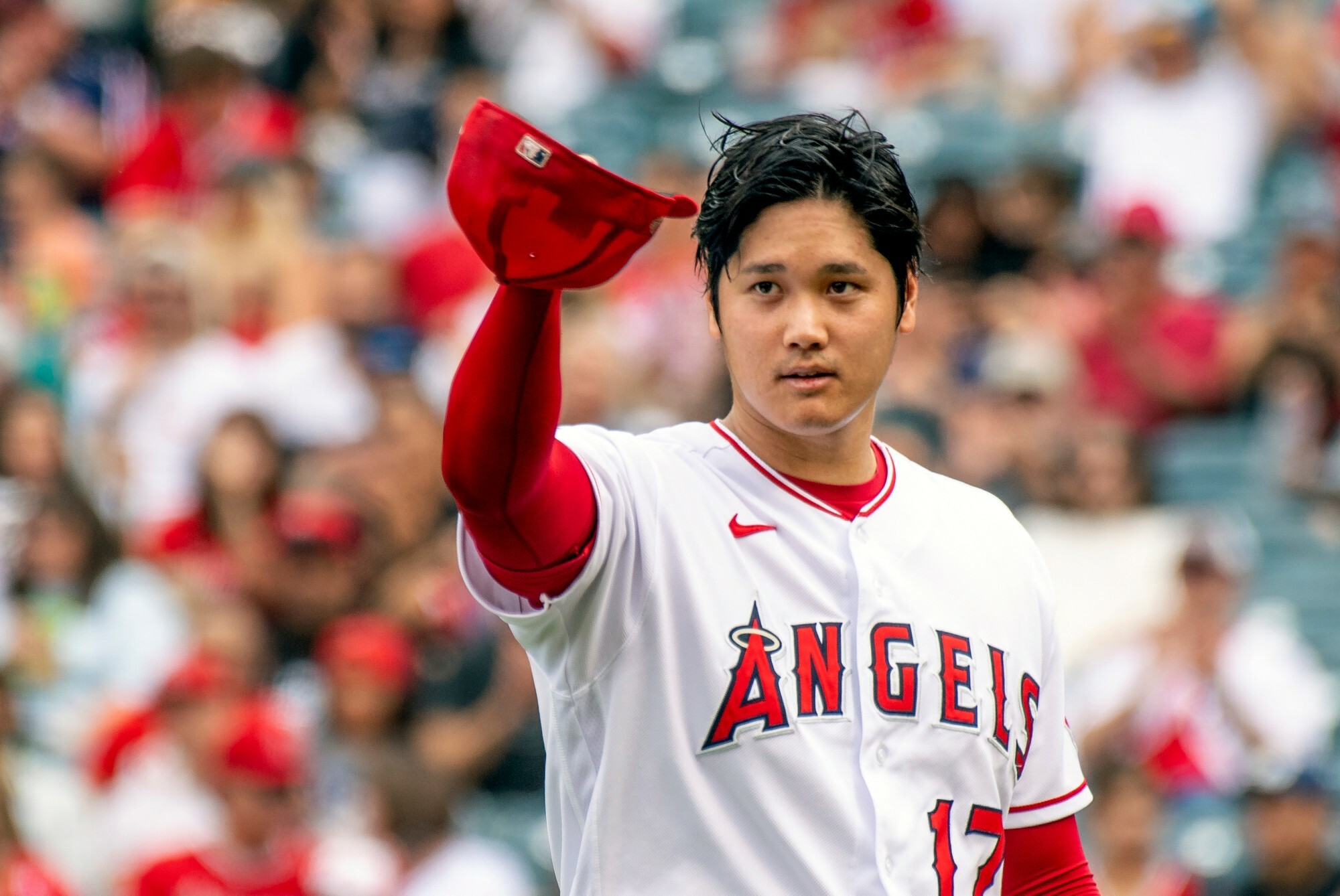 Shohei Ohtani: He became the first Japanese-born player to hit for the cycle in MLB history. 2000x1340 HD Background.