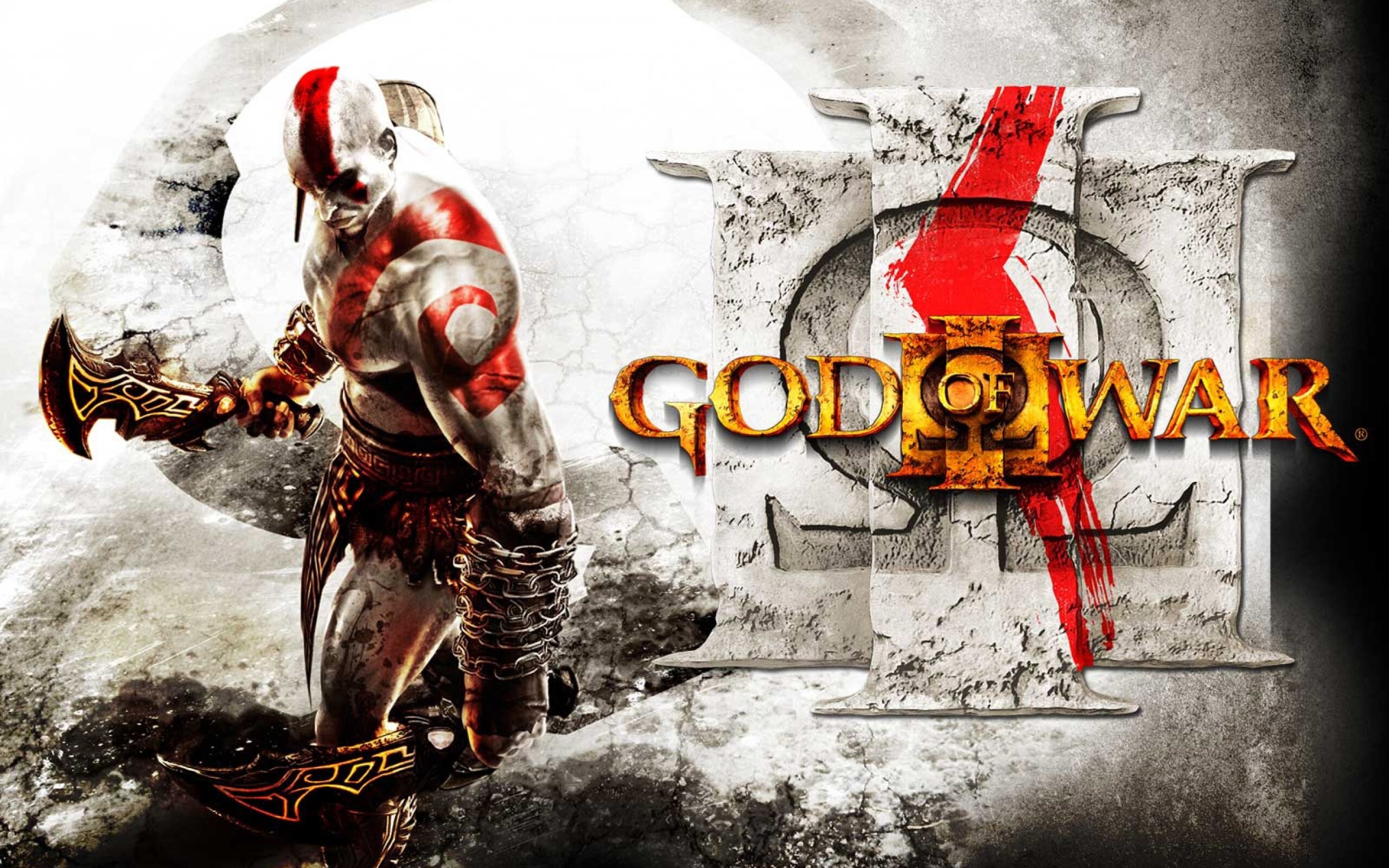 God of War: Throughout the series, the player controls the character Kratos in a combination of hack-and-slash combat, platforming, and puzzle game elements to achieve goals and complete the story. 2560x1600 HD Background.