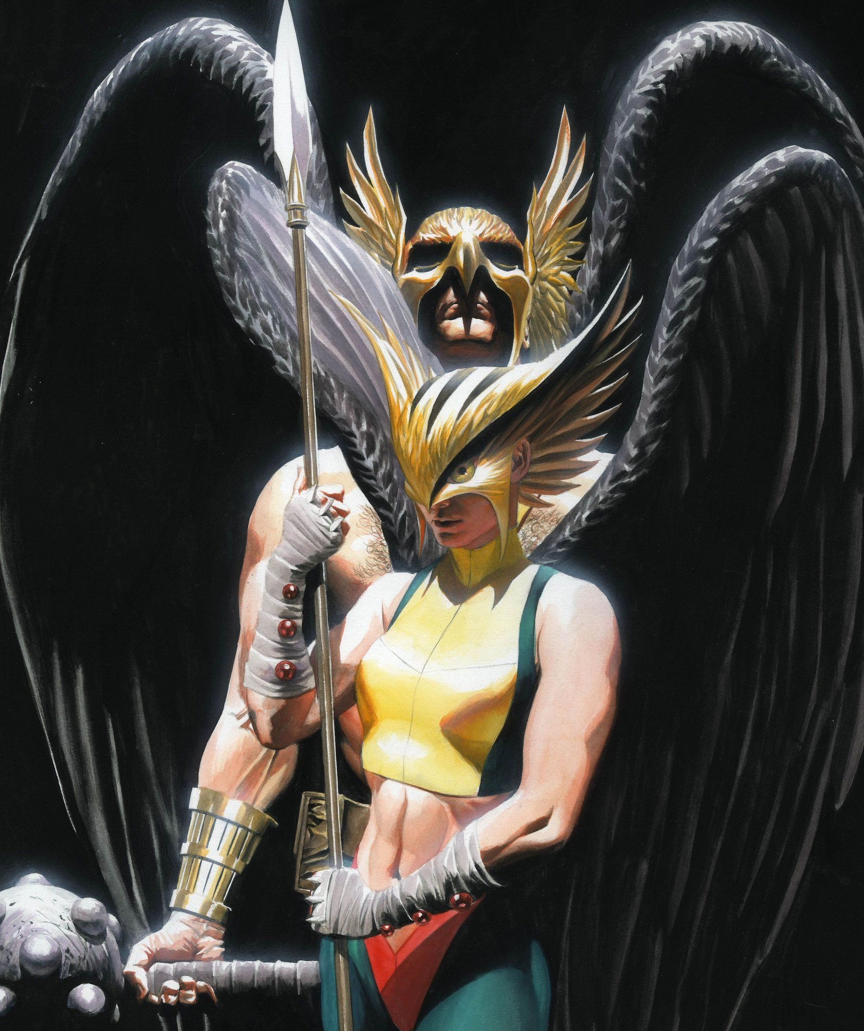 Hawkman artwork, Hawkgirl superhero, Alex Ross illustration, Superhero art, 1720x2050 HD Phone