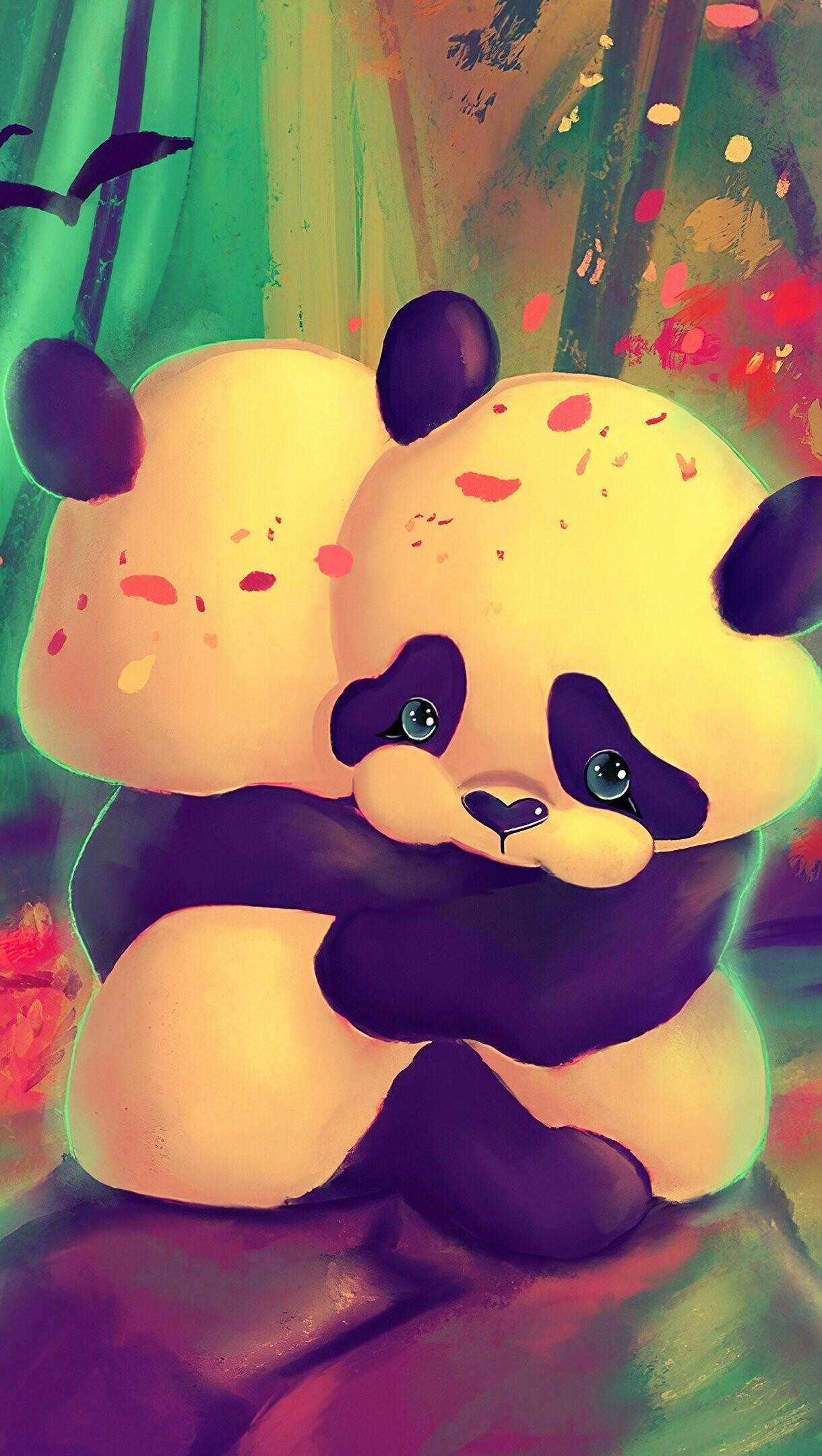 Panda: Bearlike mammals, Found in thick bamboo forests. 1220x2160 HD Wallpaper.