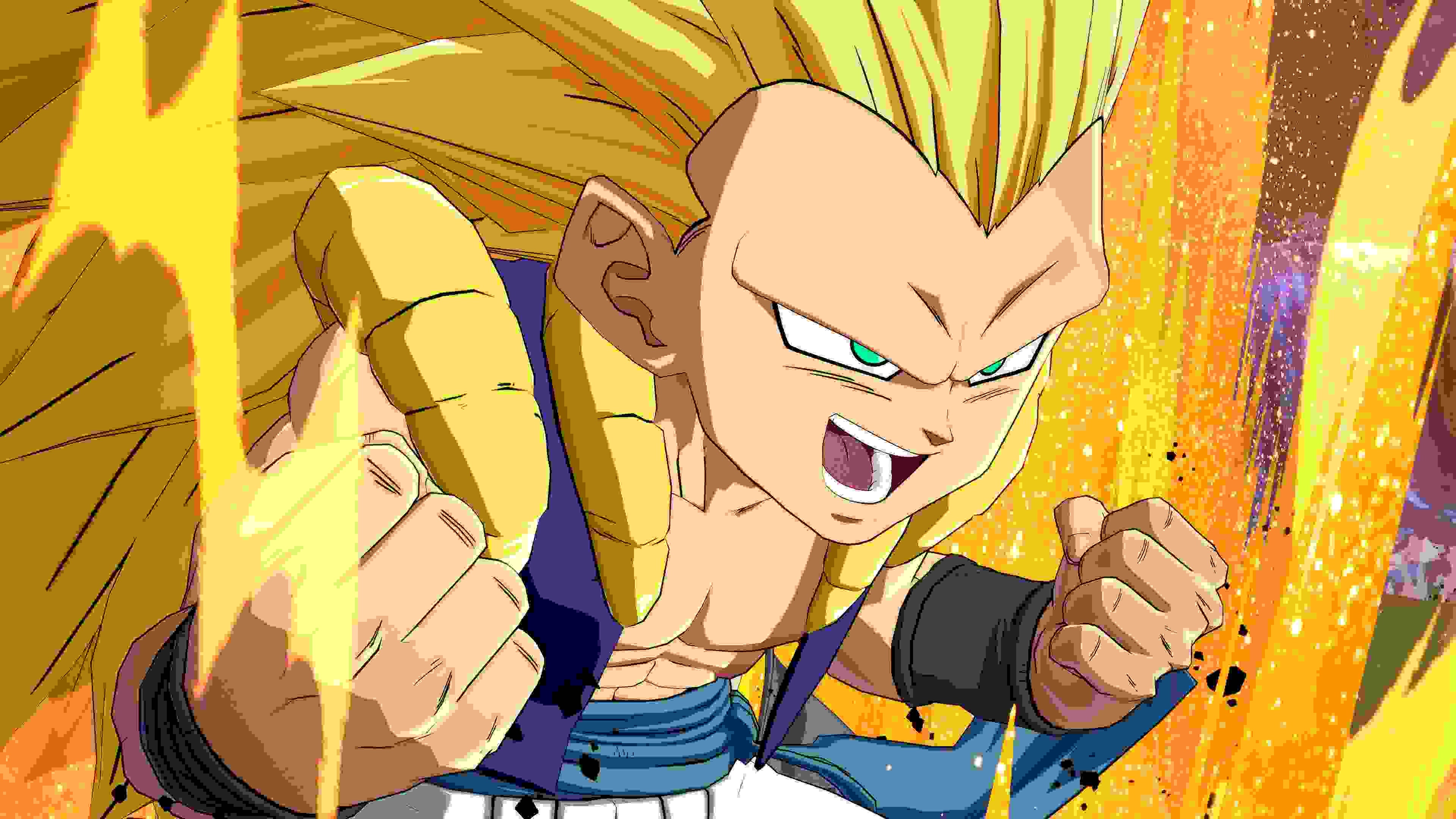 Gotenks: Previously known as Trunkten, The immensely powerful fusion of Goten and Trunks, Fusion Dance. 3840x2160 4K Wallpaper.