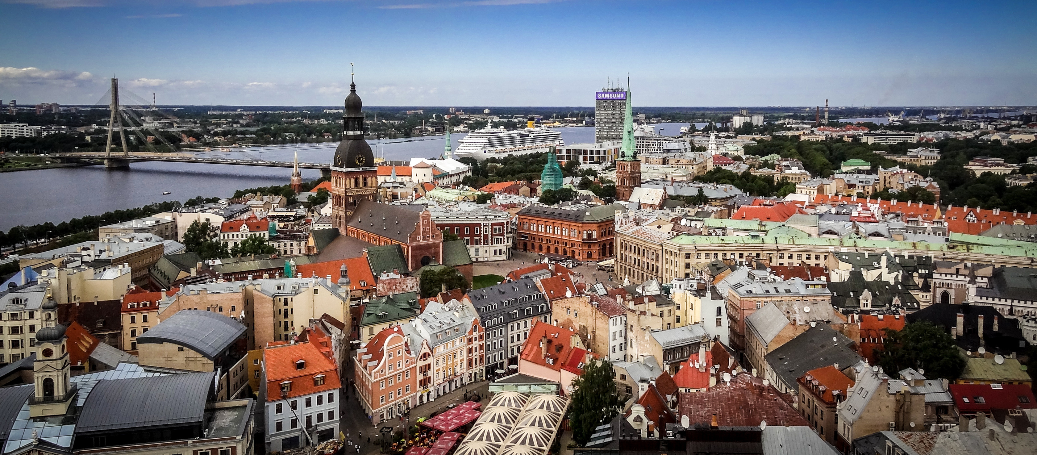 Riga, Latvia, Travels, Dual display wallpapers, 3360x1480 Dual Screen Desktop