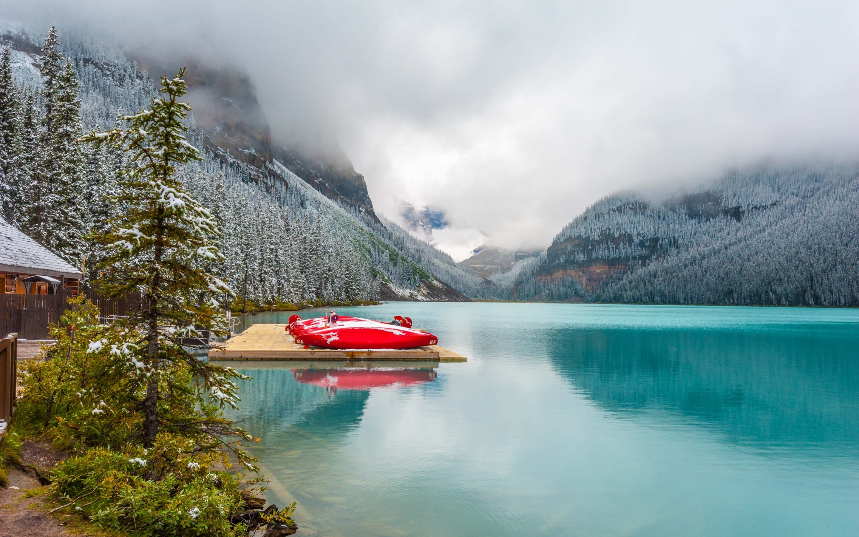 Lake Louise, Idyllic escape, Peaceful retreat, Stunning wallpaper, 2880x1800 HD Desktop