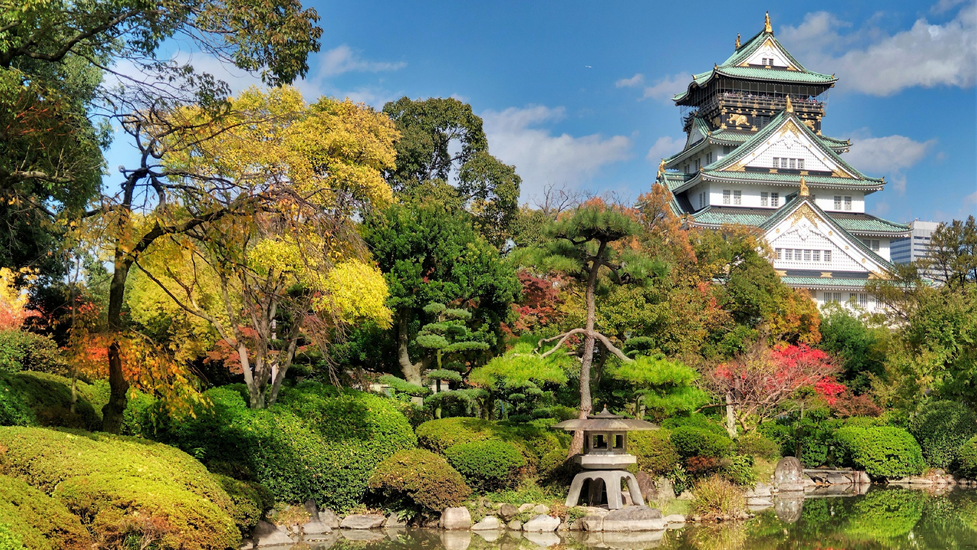 Osaka Castle, Travels, Picturesque backdrop, Iconic landmark, 3840x2160 4K Desktop