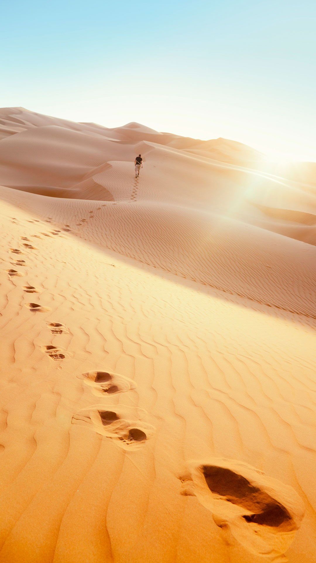 Man footprints, Desert Android wallpaper, Nature iPhone wallpaper, 1080x1920 Full HD Handy