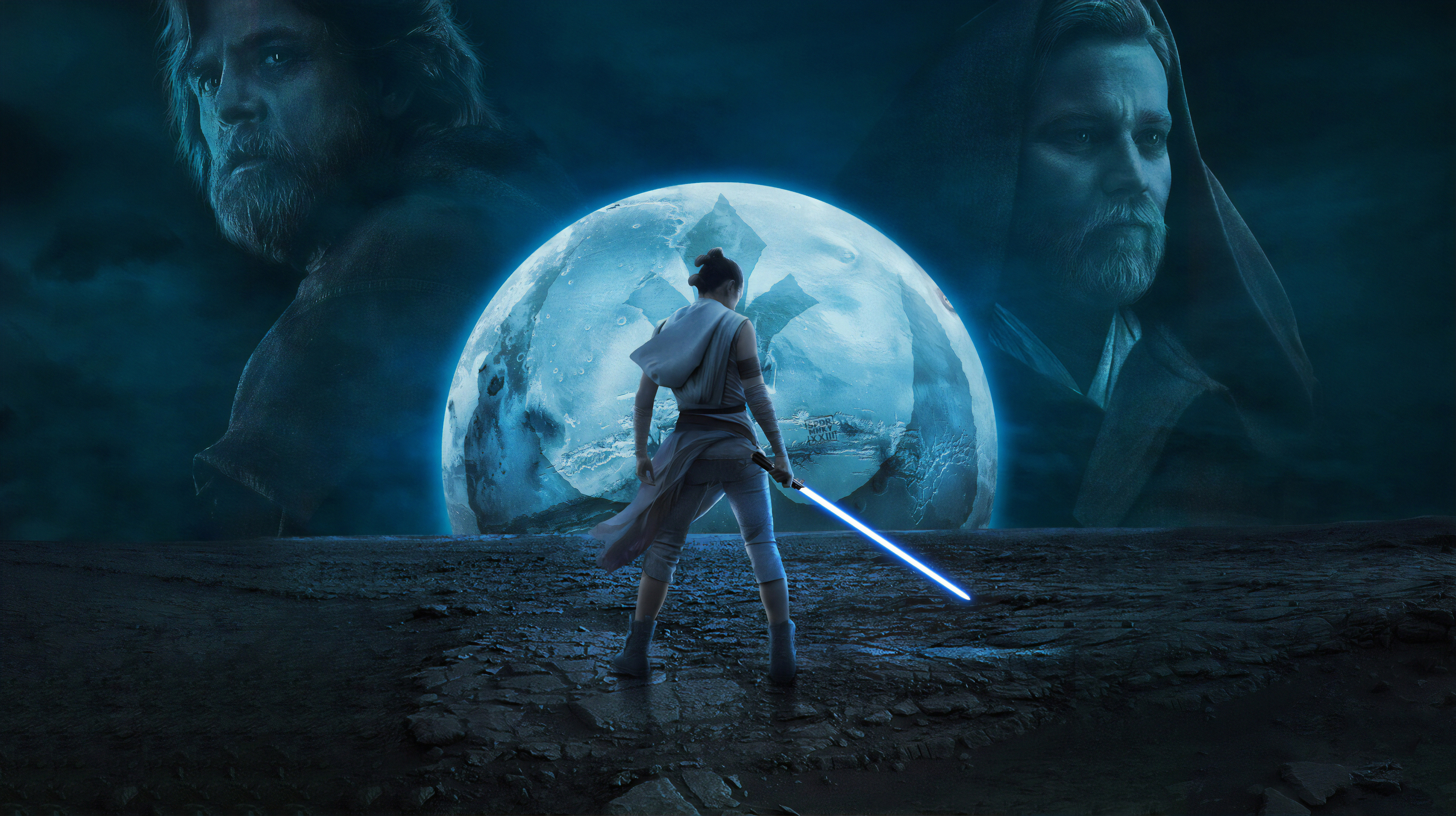 Luke Skywalker (Star Wars), Daisy Ridley, Ewan McGregor, Mark Hamill, 3840x2160 HD Desktop