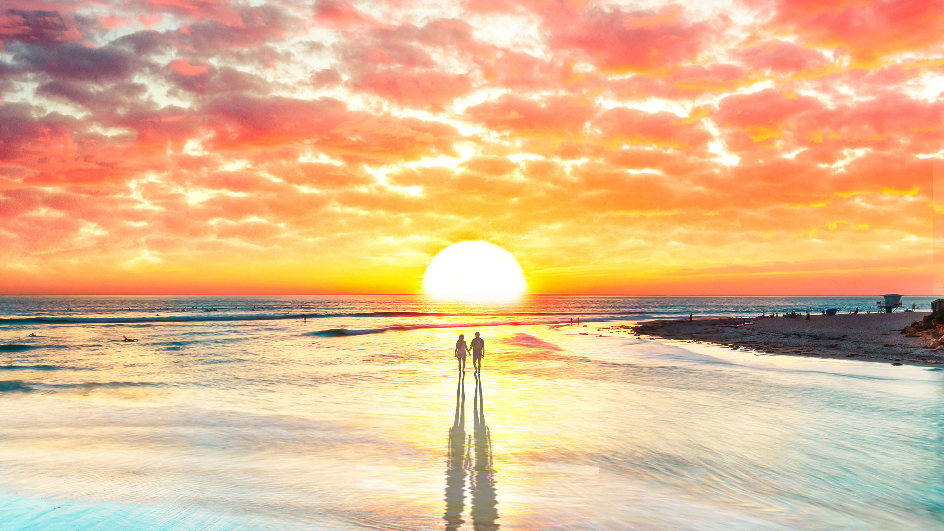 Love couple beach, Artist artwork, 3840x2160, Seaside dream, 3840x2160 4K Desktop