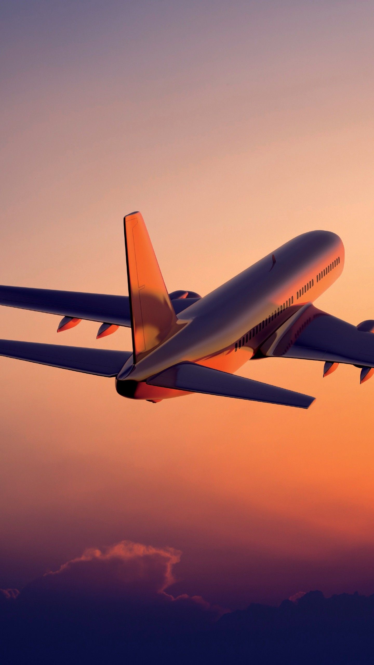 Aircraft in flight, Travel adventures, Blue sky, Jet engine, 1440x2560 HD Handy