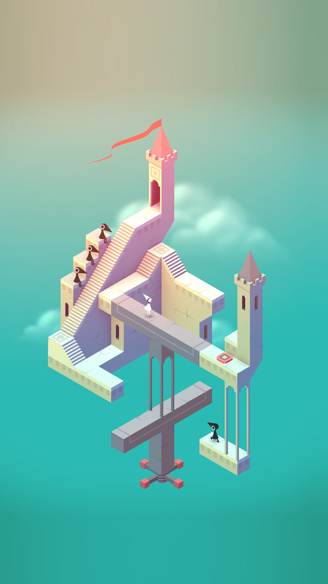Monument Valley: The objective of the game is to guide princess Ida through maze-like structures. 1080x1920 Full HD Wallpaper.