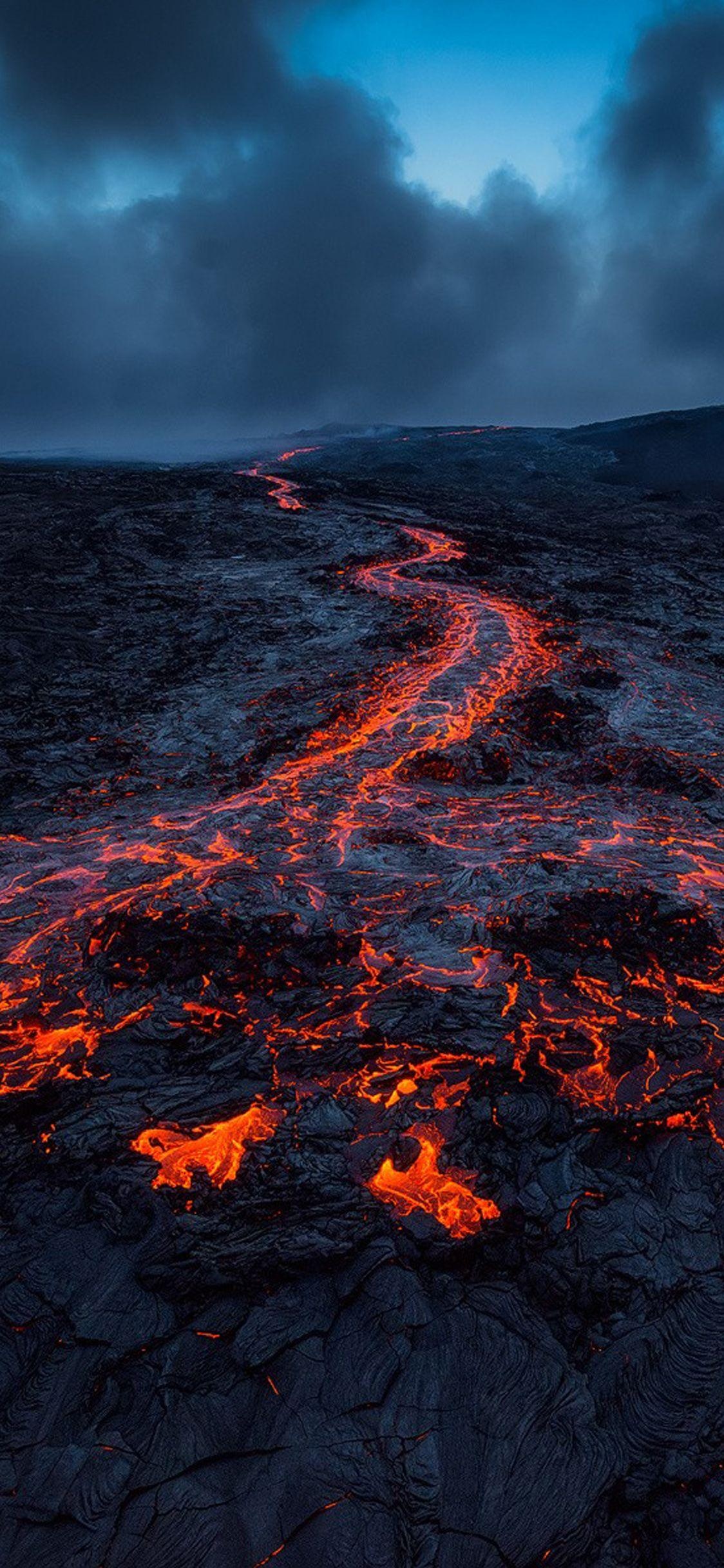 Intense volcanic energy, Active volcano, Nature's fiery force, Power of the earth, 1130x2440 HD Handy