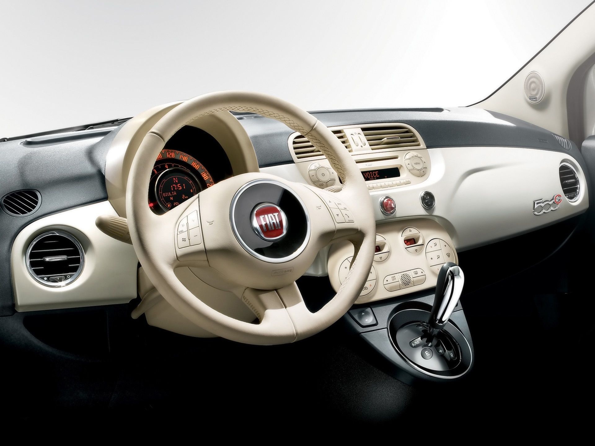 Fiat 500E, Car dashboard, Stylish background, Auto enthusiast, 1920x1440 HD Desktop