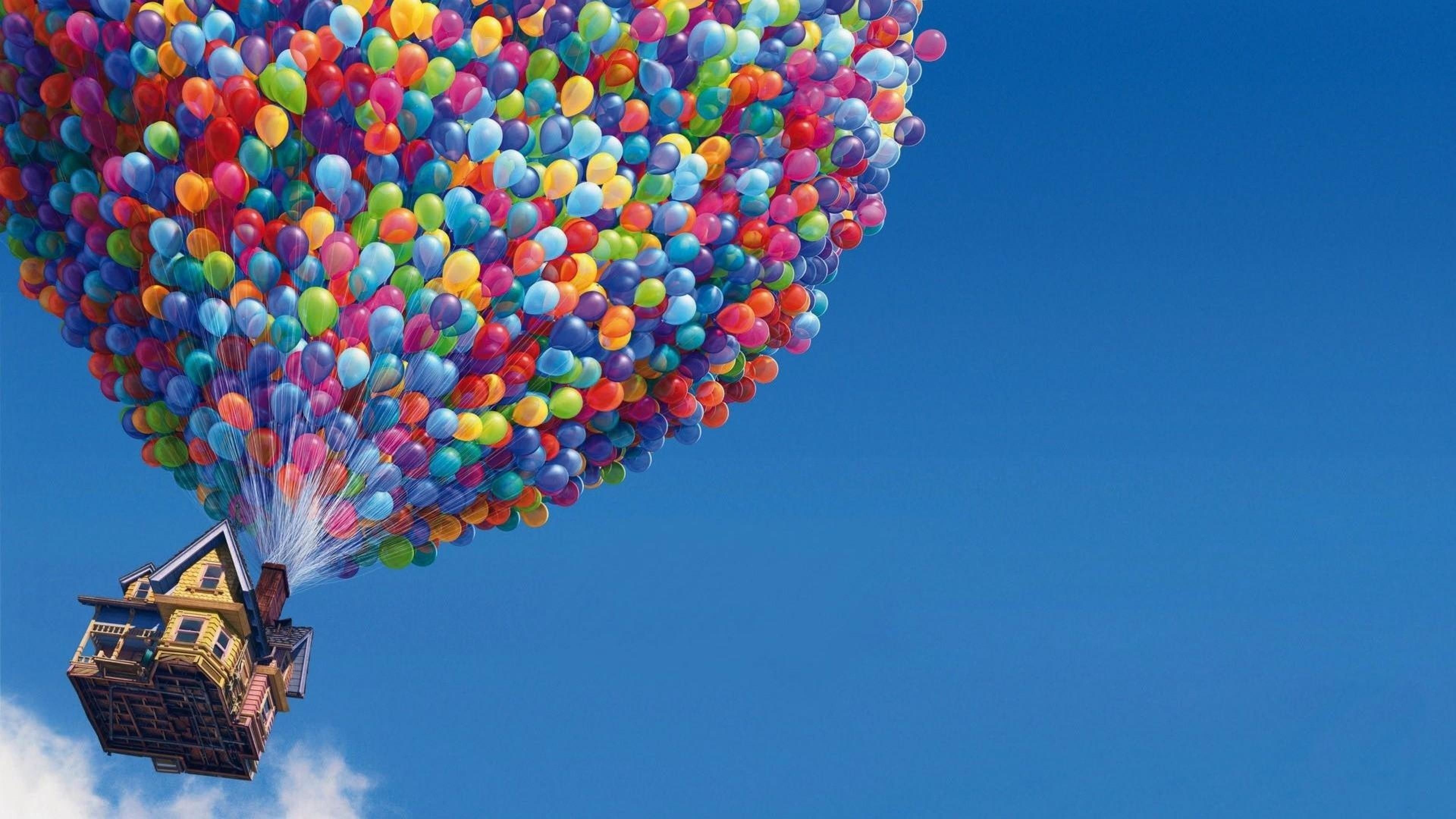 Cluster Ballooning: Up, 2009 Walt Disney animation movie, Pixar, Directed by Pete Docter. 3840x2160 4K Wallpaper.