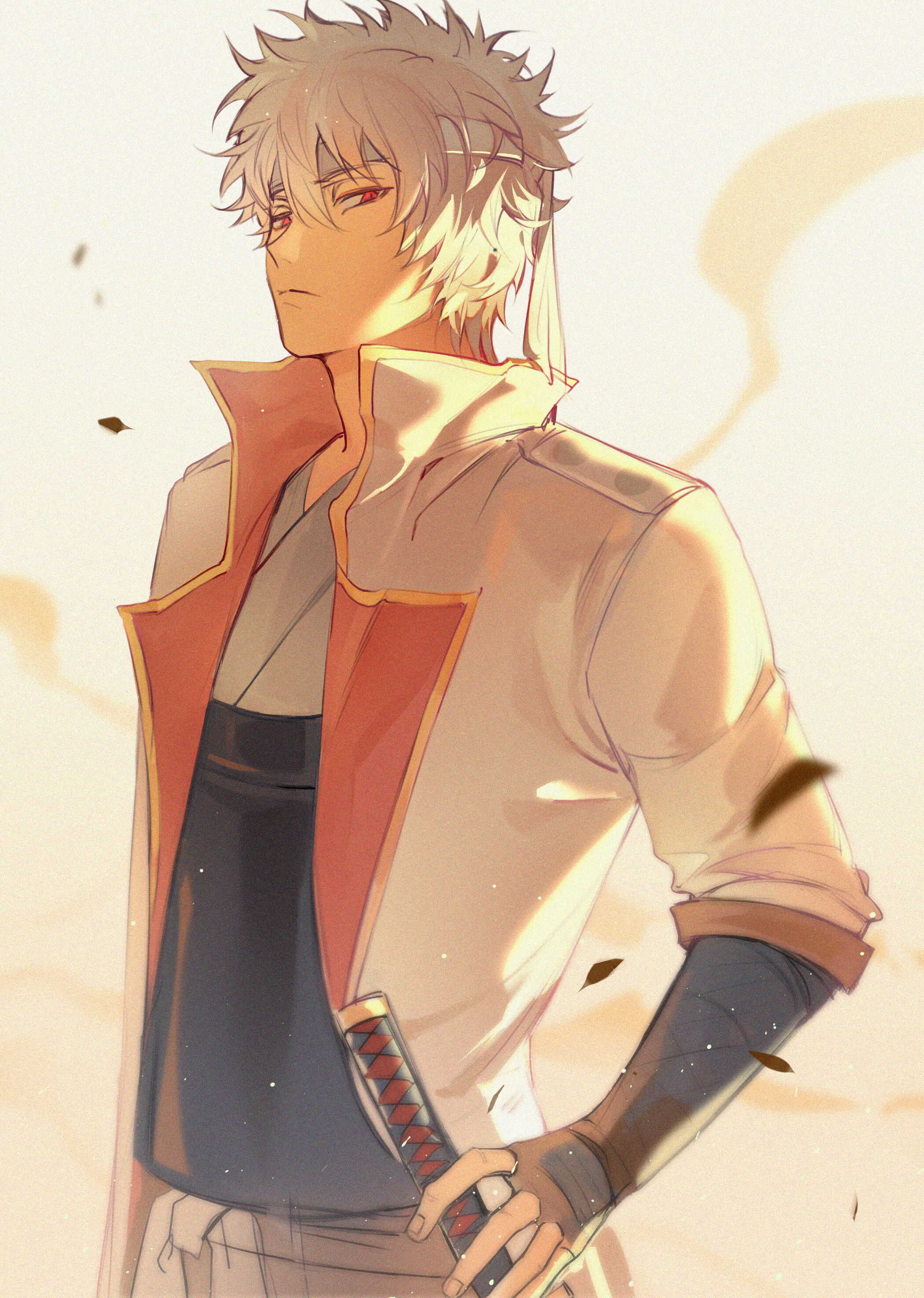 Gintoki Sakata: Gintoki's silvery-blue hair in a perpetually messy state, Anime character, Red eyes. 2100x2950 HD Wallpaper.