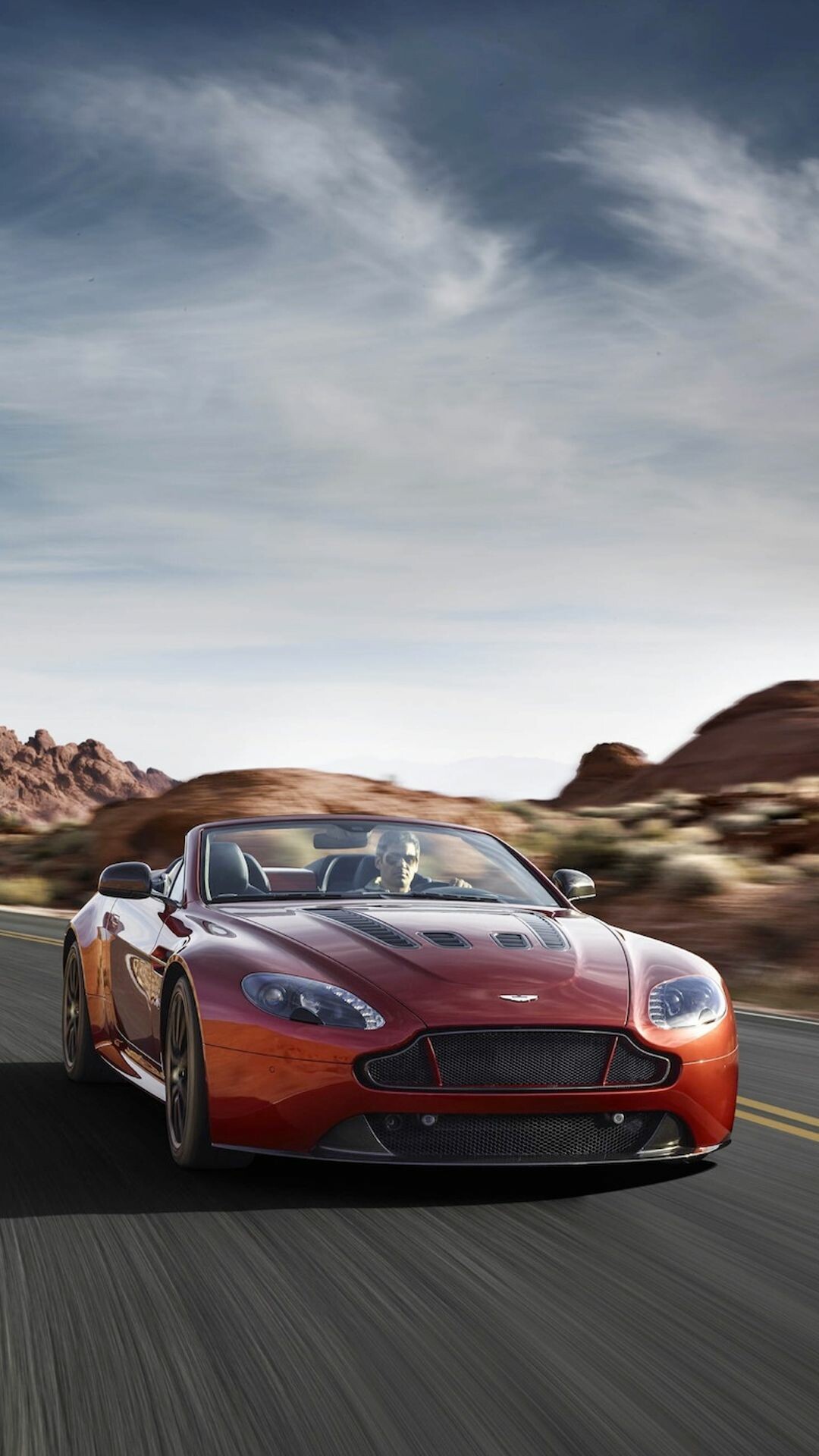 Aston Martin: A British independent manufacturer of luxury sports cars and grand tourers, V12 Vantage S Roadster. 1080x1920 Full HD Background.