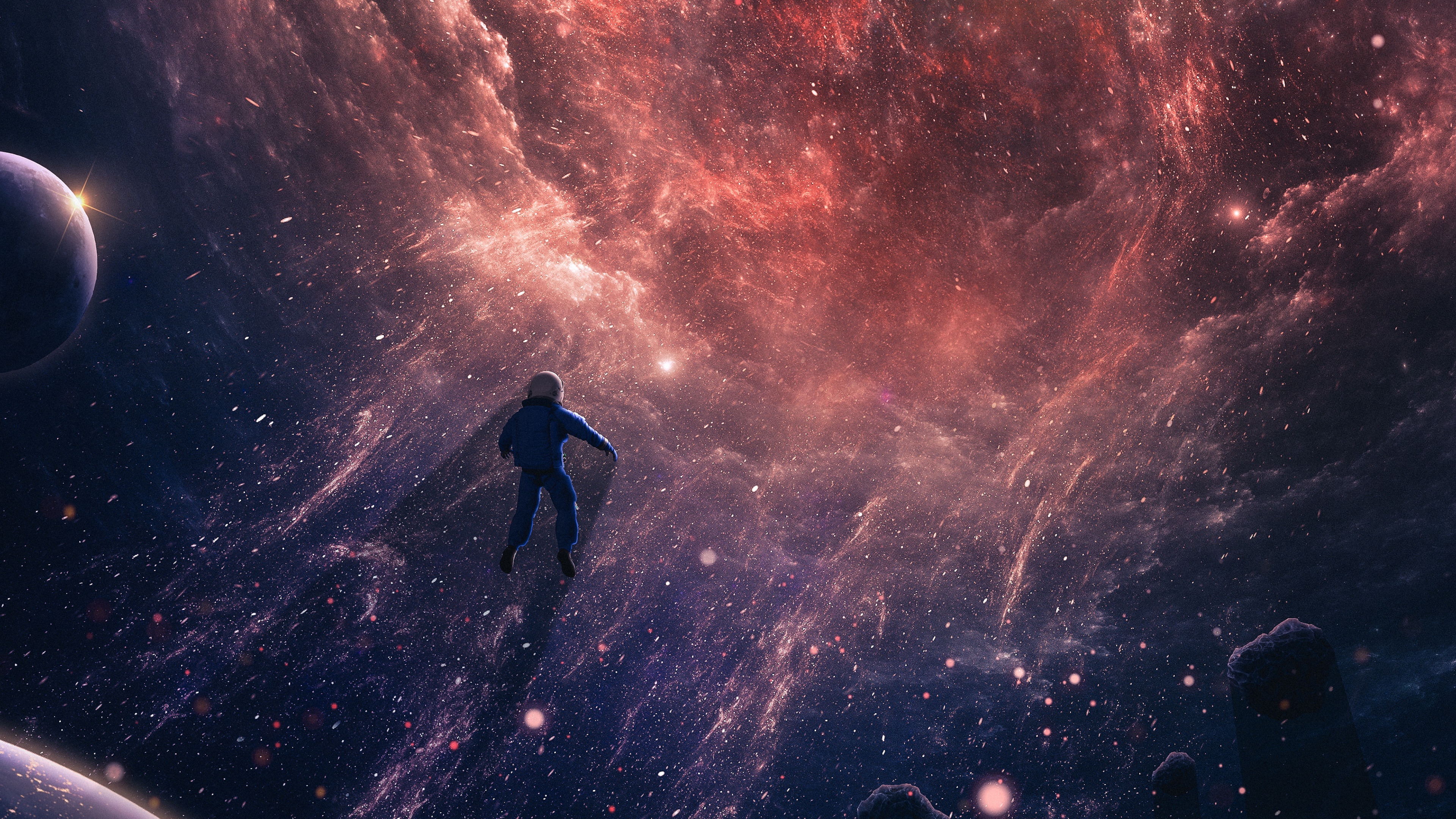 Universe, Astronaut wallpaper, Deep space exploration, Cosmic mystique, 3840x2160 4K Desktop