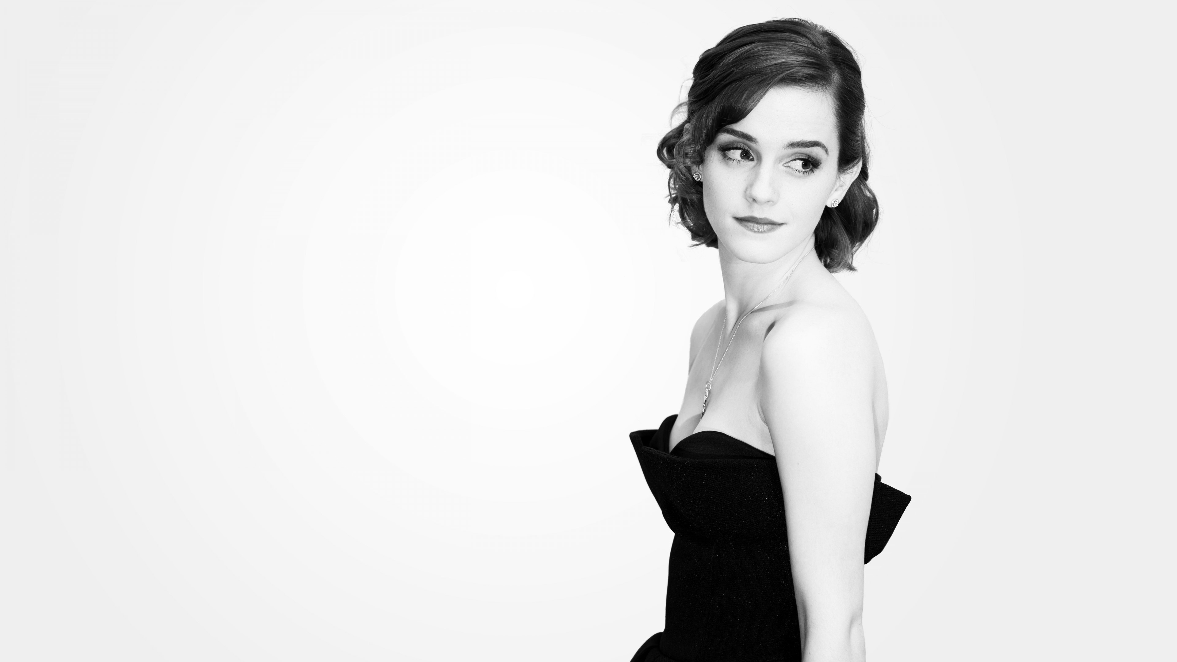 Emma Watson, Monochrome, Celebrities, 4K, 3840x2160 4K Desktop