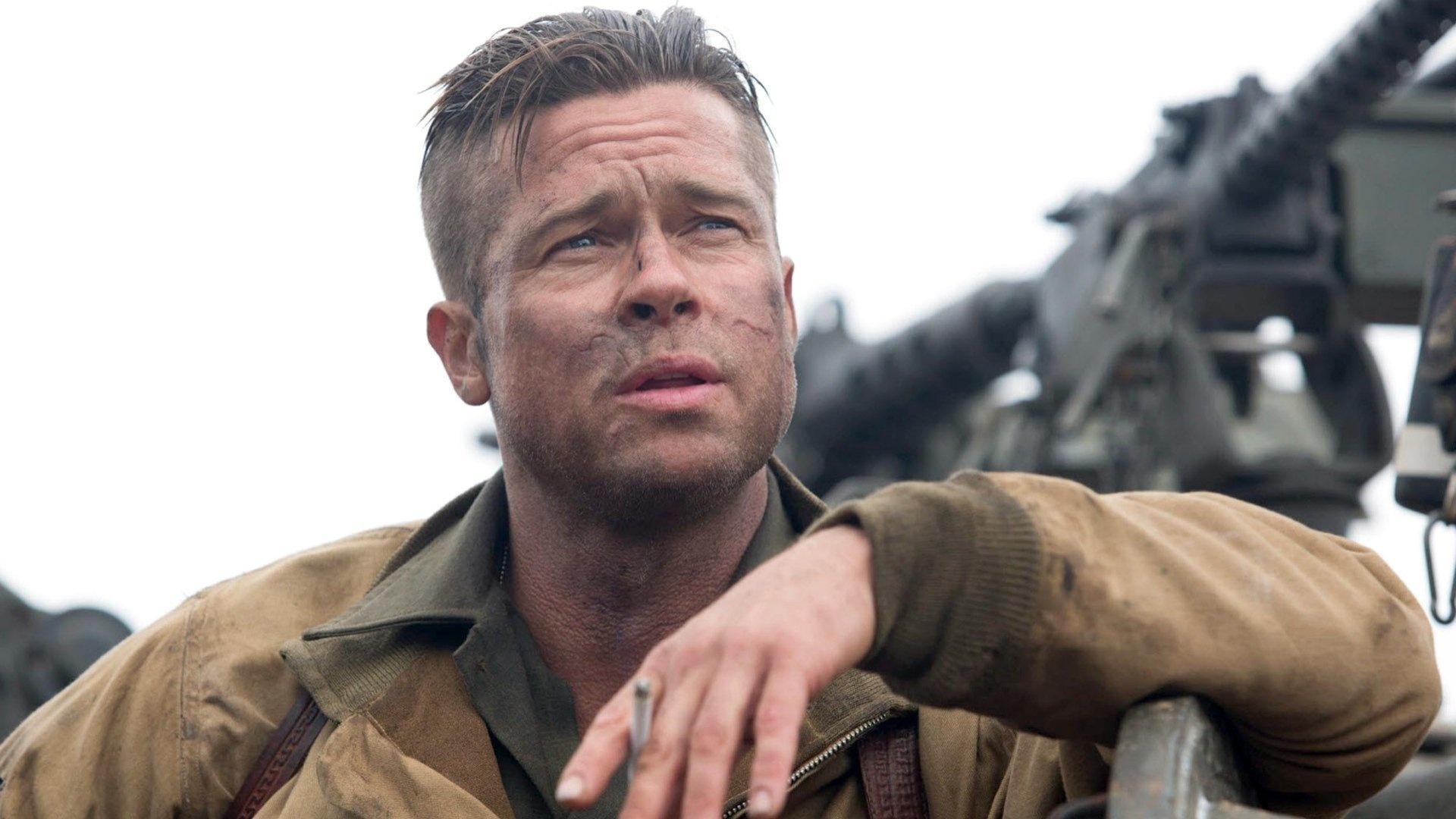 Brad Pitt: Movie star, Known for his performance in Fury. 1920x1080 Full HD Background.