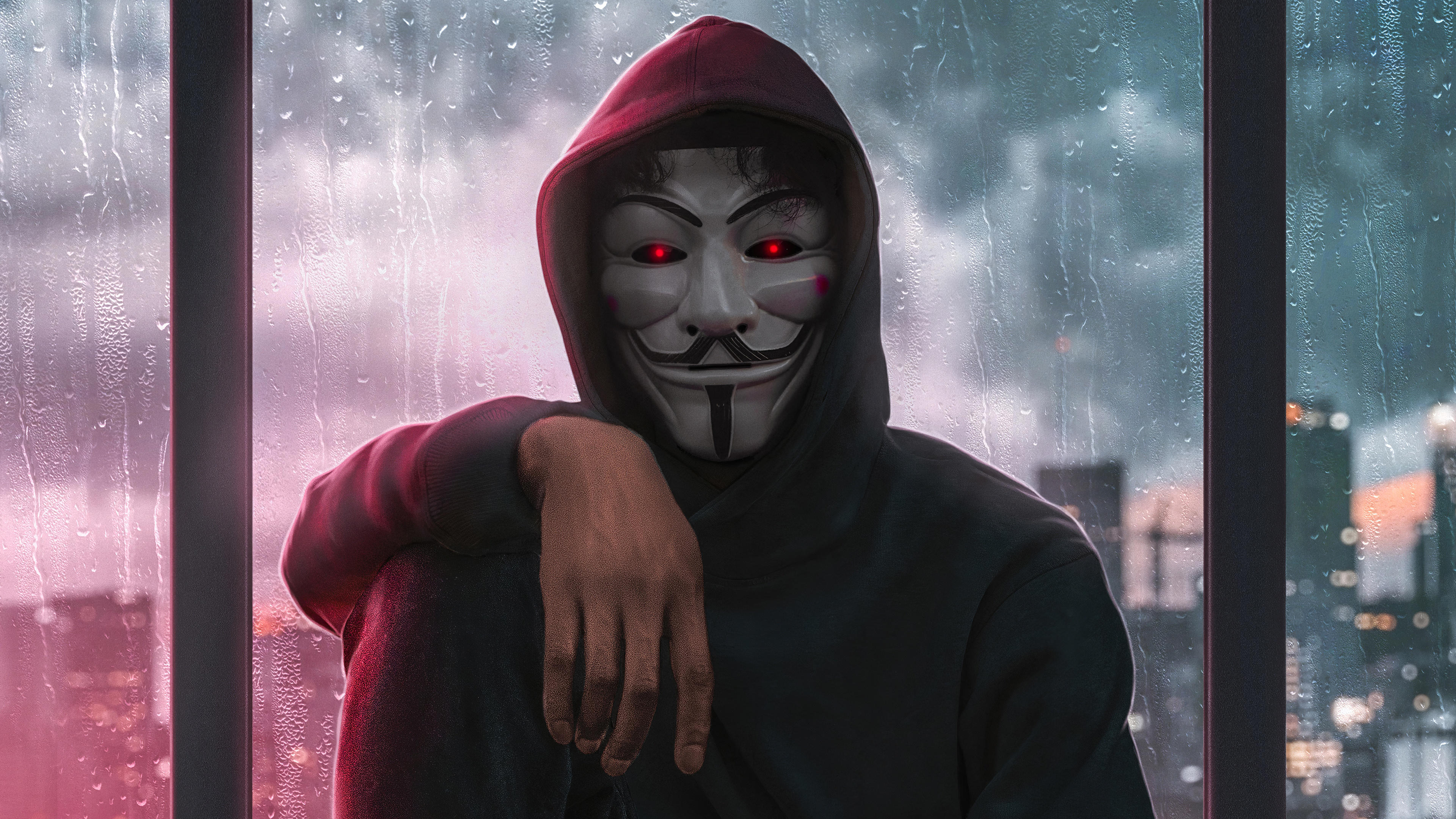 Guy Fawkes Mask: Anonymous, movement primarily known for its various cyberattacks against several governments. 3840x2160 4K Background.