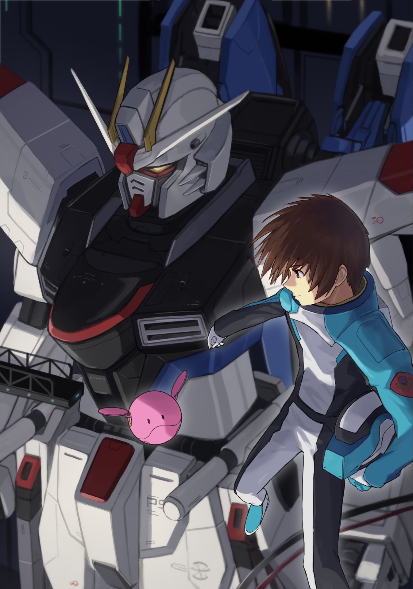 Gundam SEED, Freedom Gundam, Kira Yamato & Haro, Iconic duo, 1350x1920 HD Phone