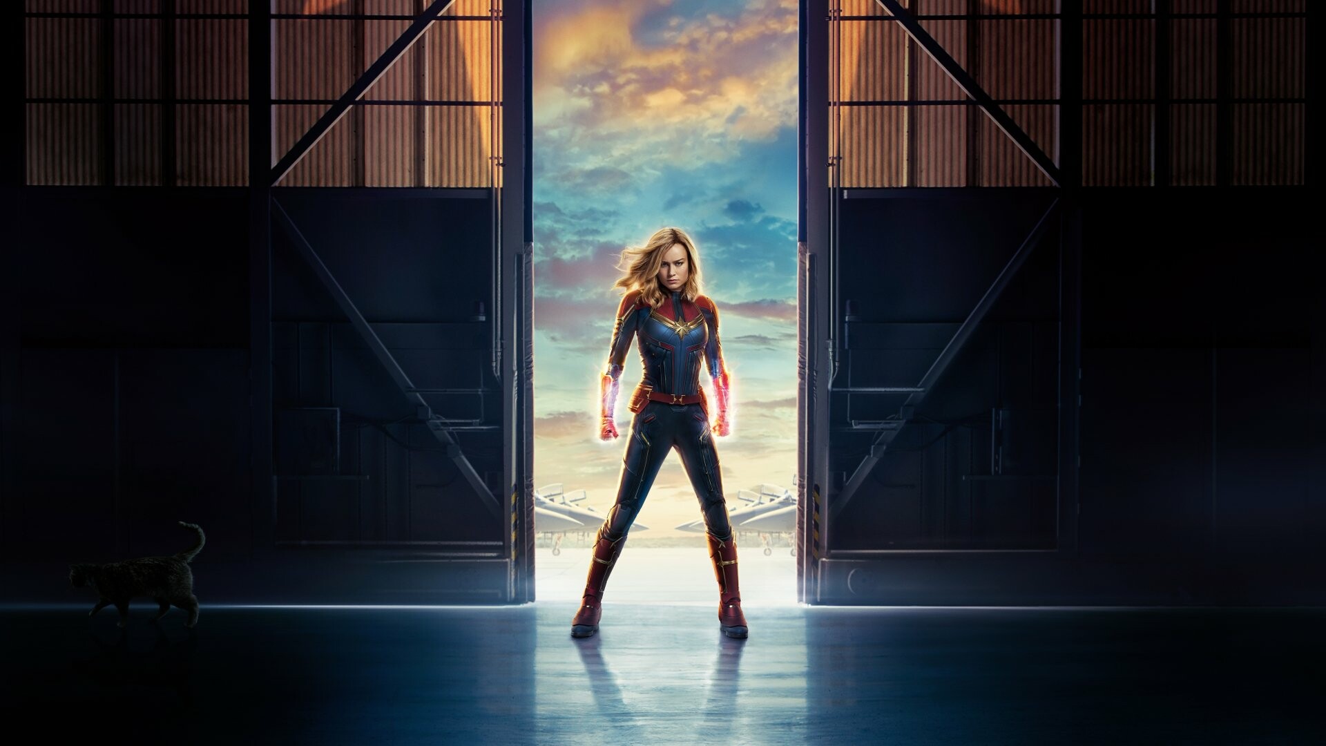 Captain Marvel: Brie Larson stars as Carol Danvers, alongside Samuel L. Jackson, Ben Mendelsohn, and Djimon Hounsou. 1920x1080 Full HD Wallpaper.