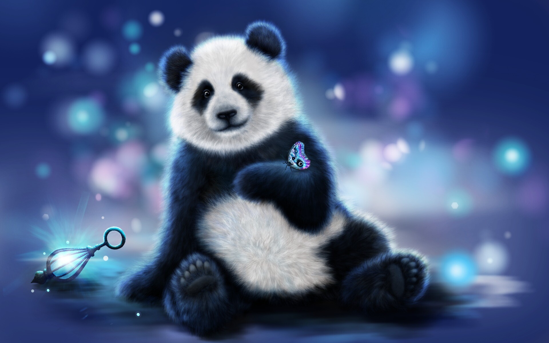 Panda: Large, black and white colored bears that feed on bamboo. 1920x1200 HD Background.