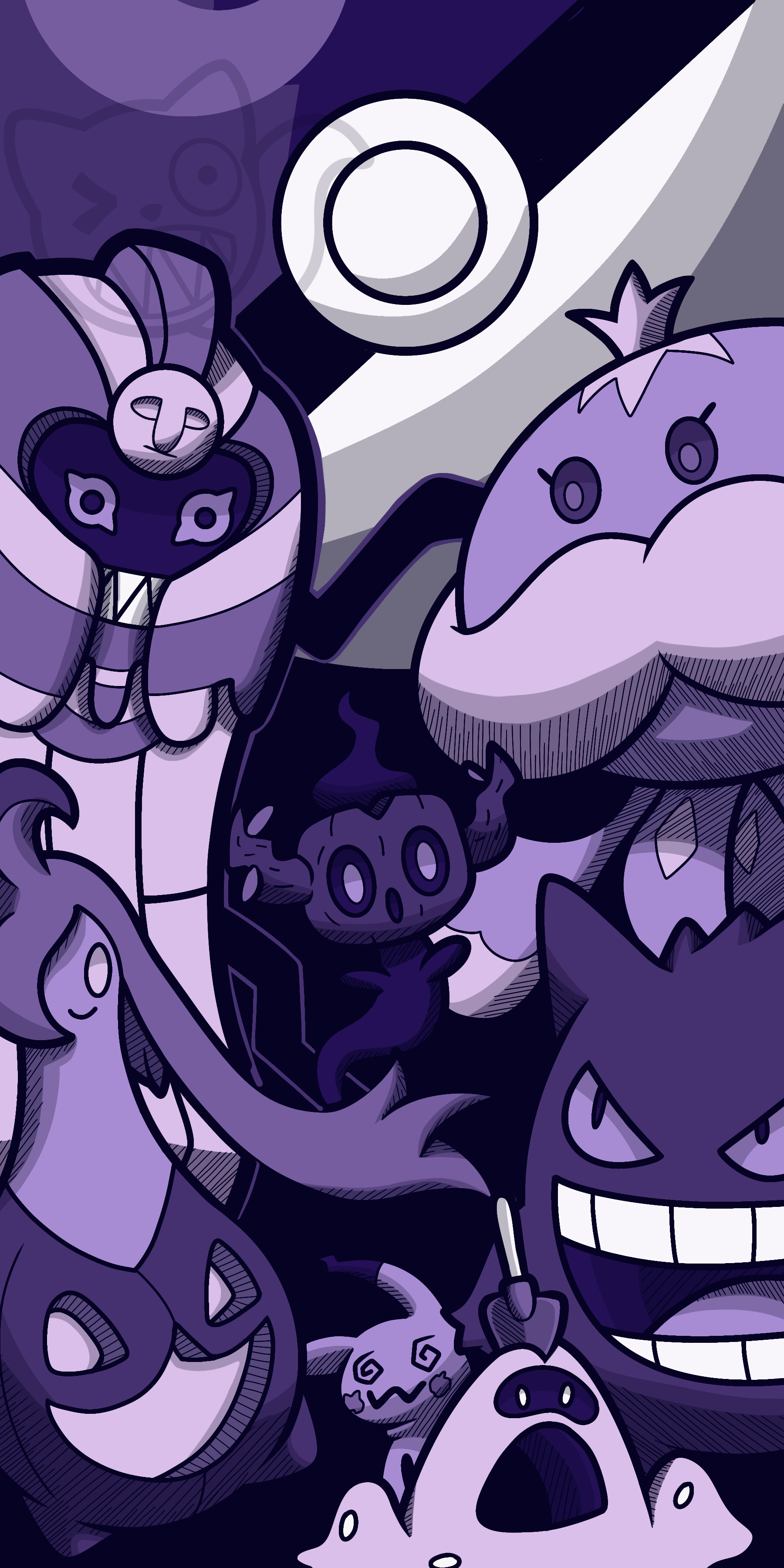Gengar: Ghost-type Pokemon, A set of spectral critters that consist of 60 unique Pokemon. 1800x3600 HD Wallpaper.