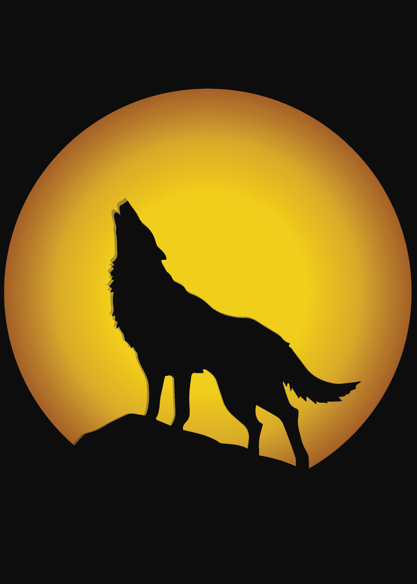 Silhouette of howling wolf, Artistic vector design, Mysterious and captivating, Download for free, 1370x1920 HD Phone