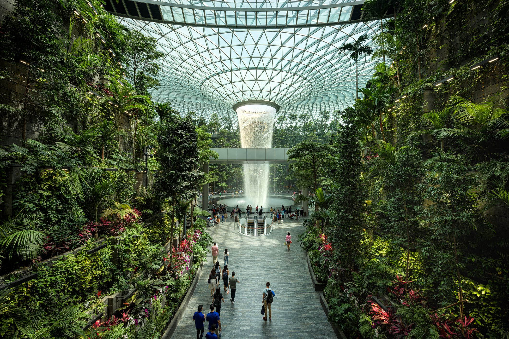 Singapore Changi, jewel terminal, rain vortex, indoor waterfall, 2120x1420 HD Desktop