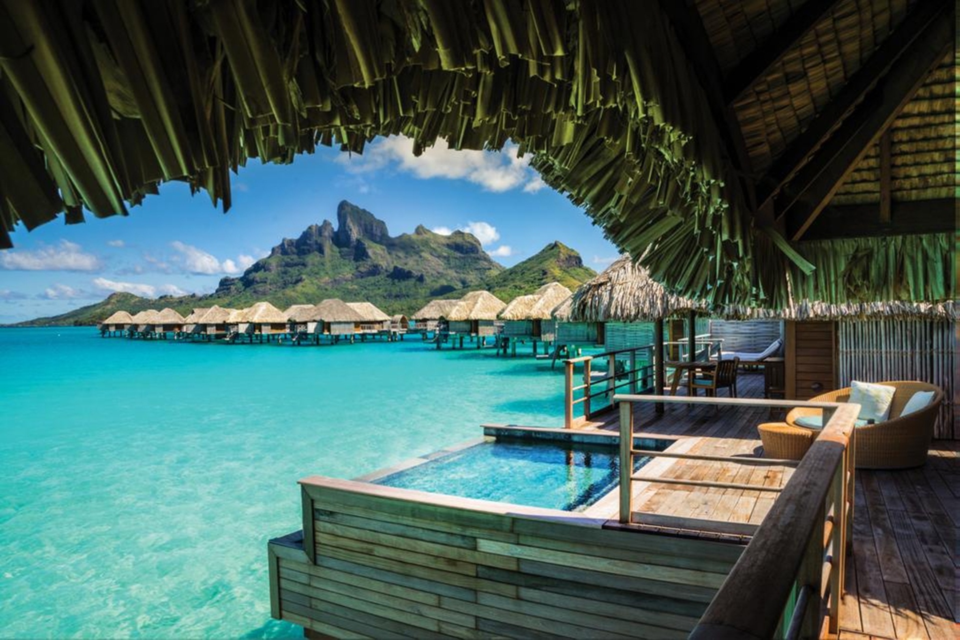 Bora Bora: Four Seasons Resort, Overwater bungalow suites. 1920x1280 HD Background.