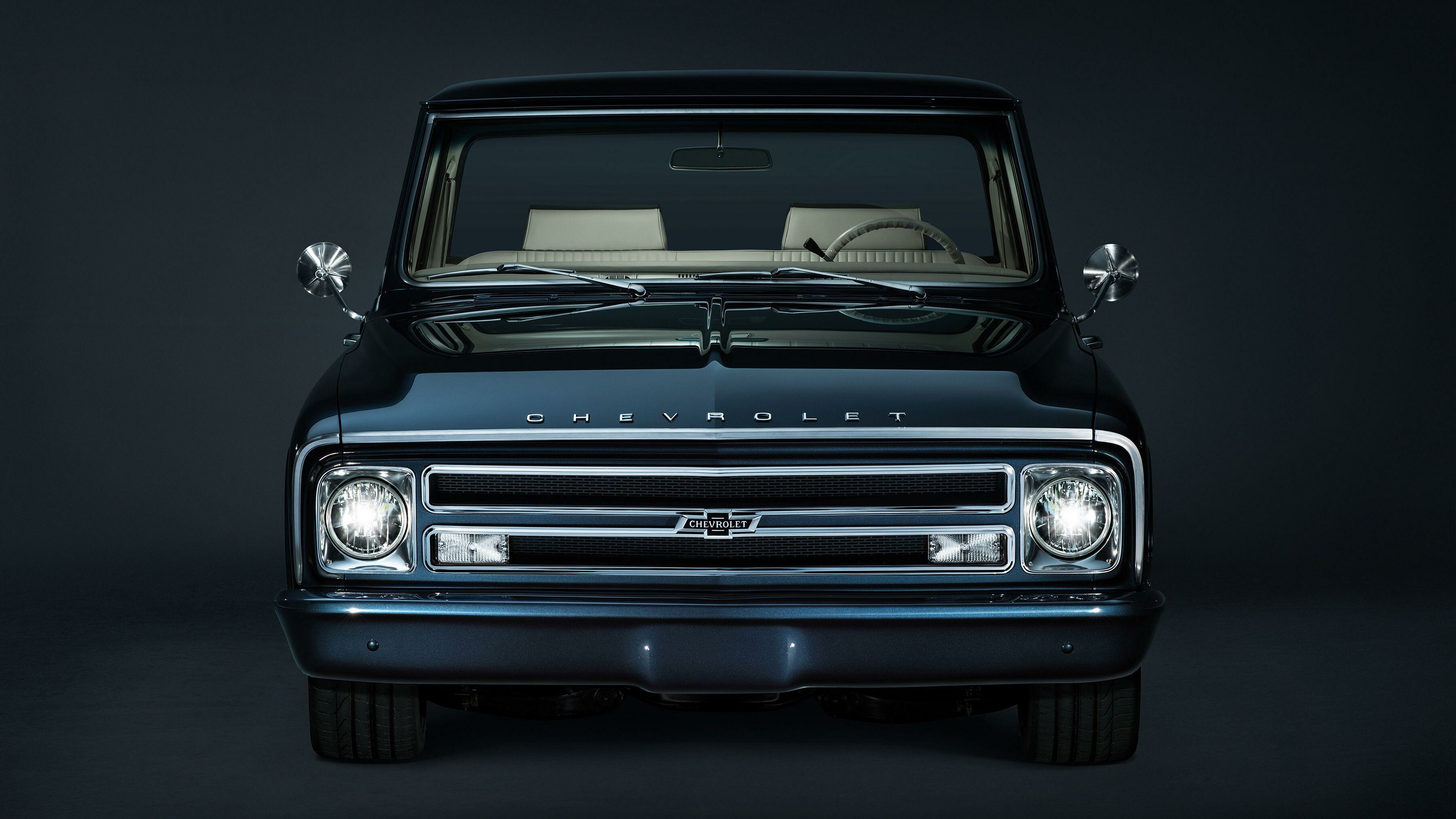 Chevrolet: C10, The truck is a two-wheel drive model, Vintage. 3600x2030 HD Wallpaper.