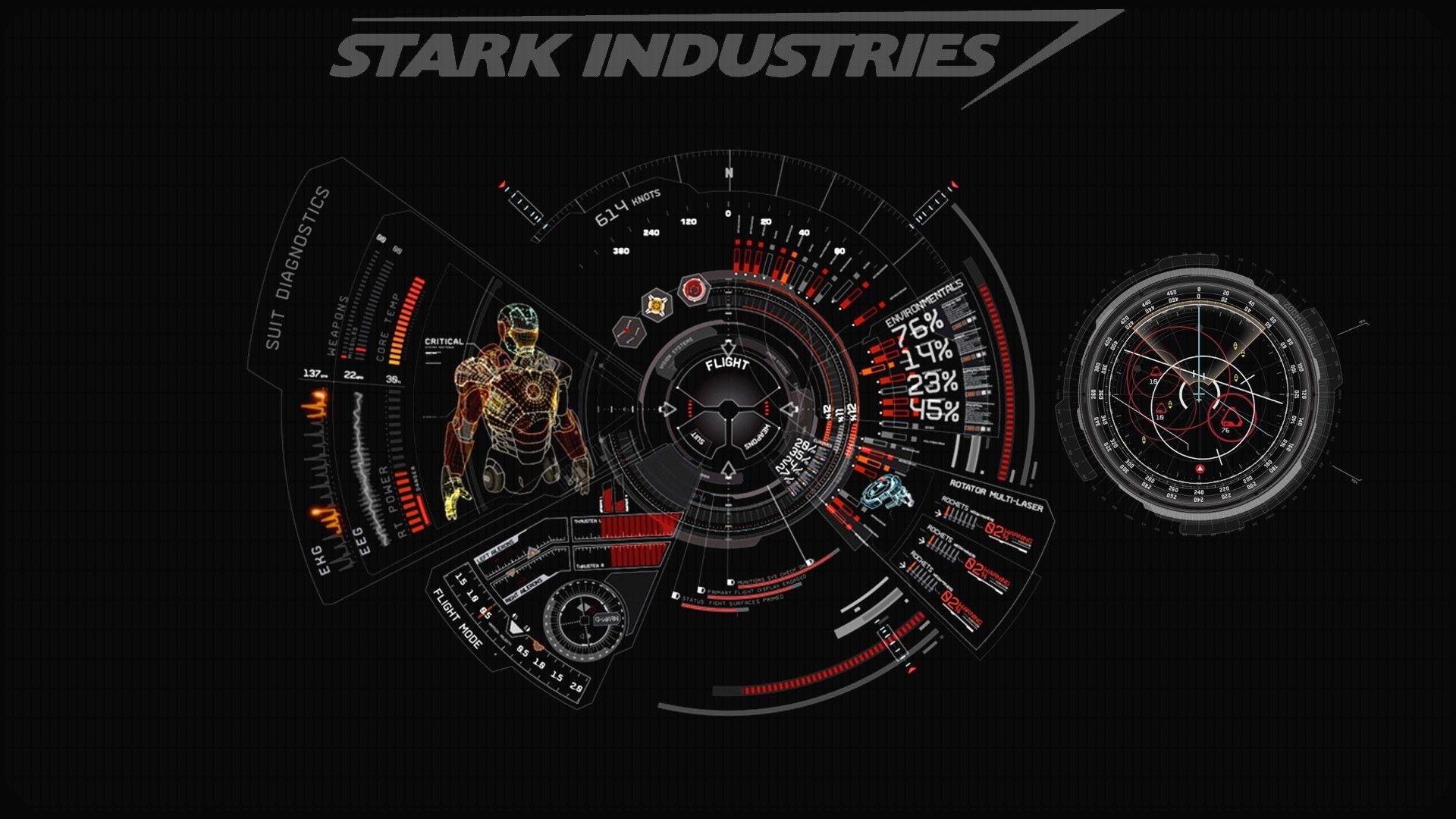 Jarvis, Red, Stark Industries, Iron Man, 1920x1080 Full HD Desktop