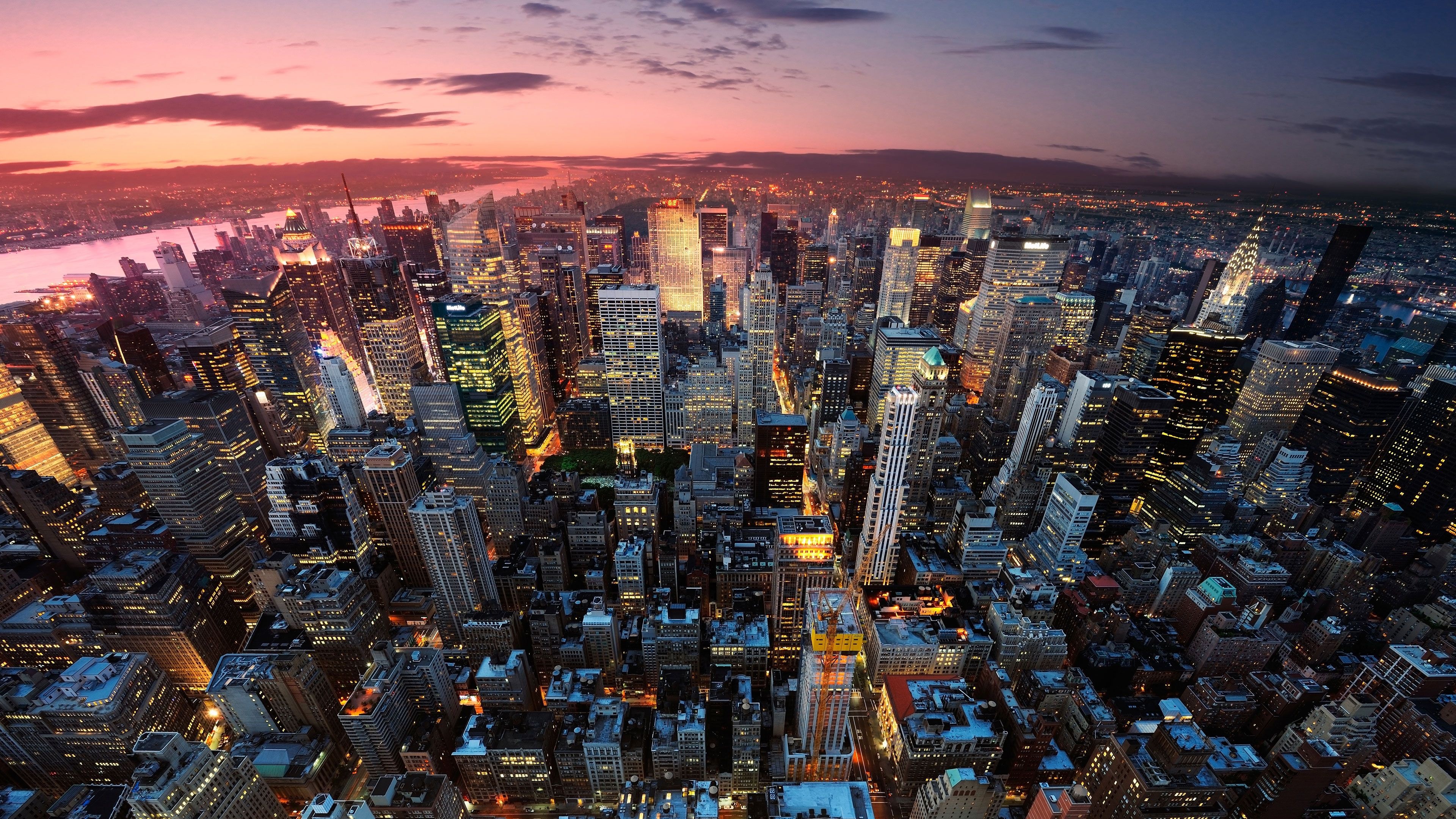 Stunning skyline, Cityscape art, Urban panorama, Nighttime city lights, 3840x2160 4K Desktop