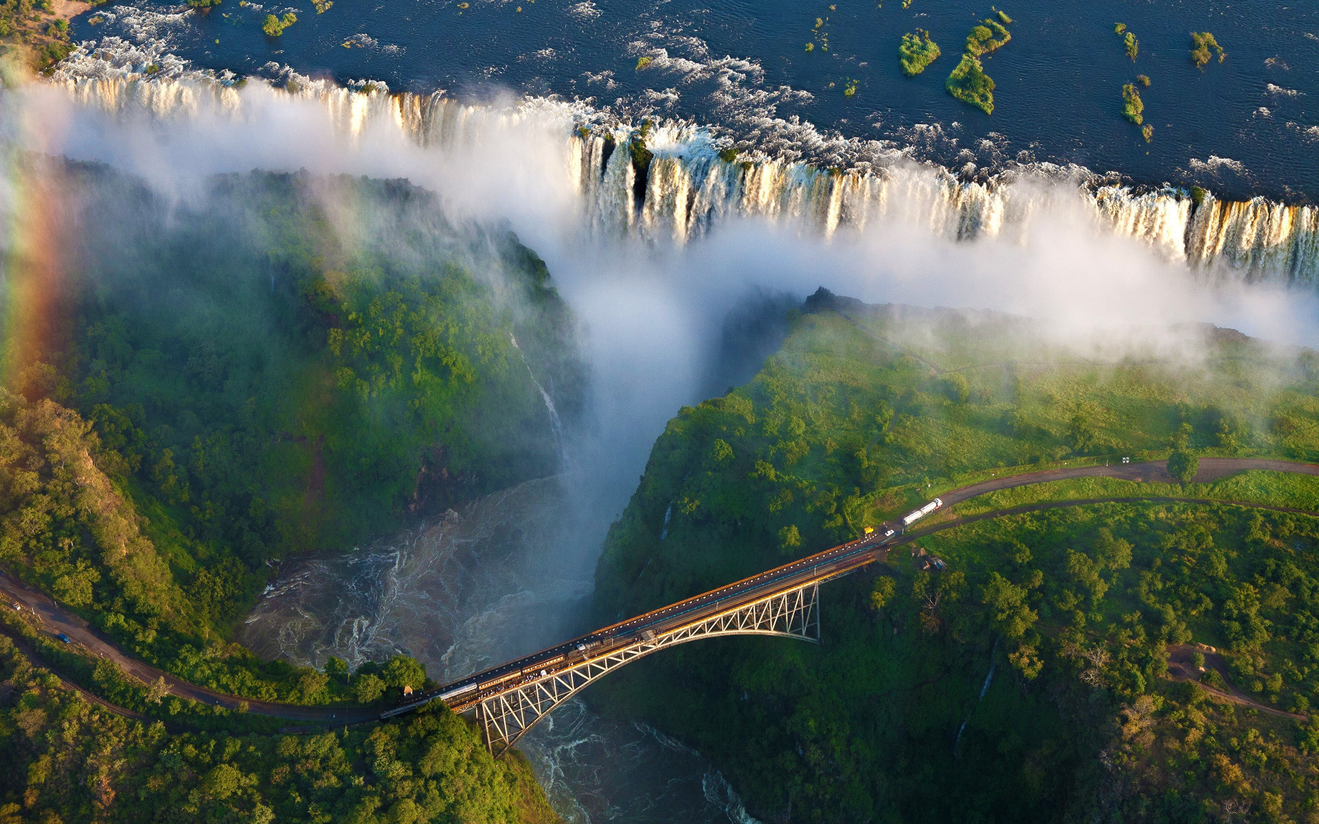 Zambia travels, Zambia waterfall, Nature's beauty, Refreshing scenery, 1920x1200 HD Desktop