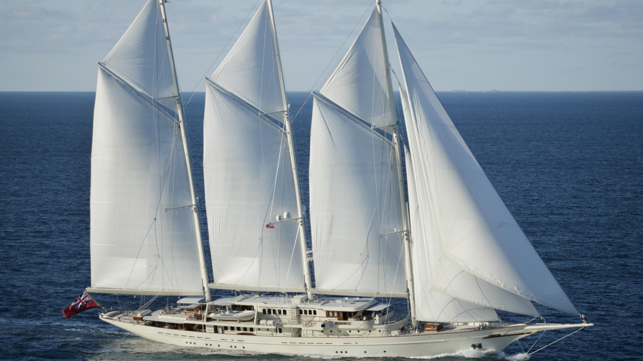 Schooner: Athena, Royal Huisman, A sea-going vessel that uses sails. 2560x1440 HD Background.