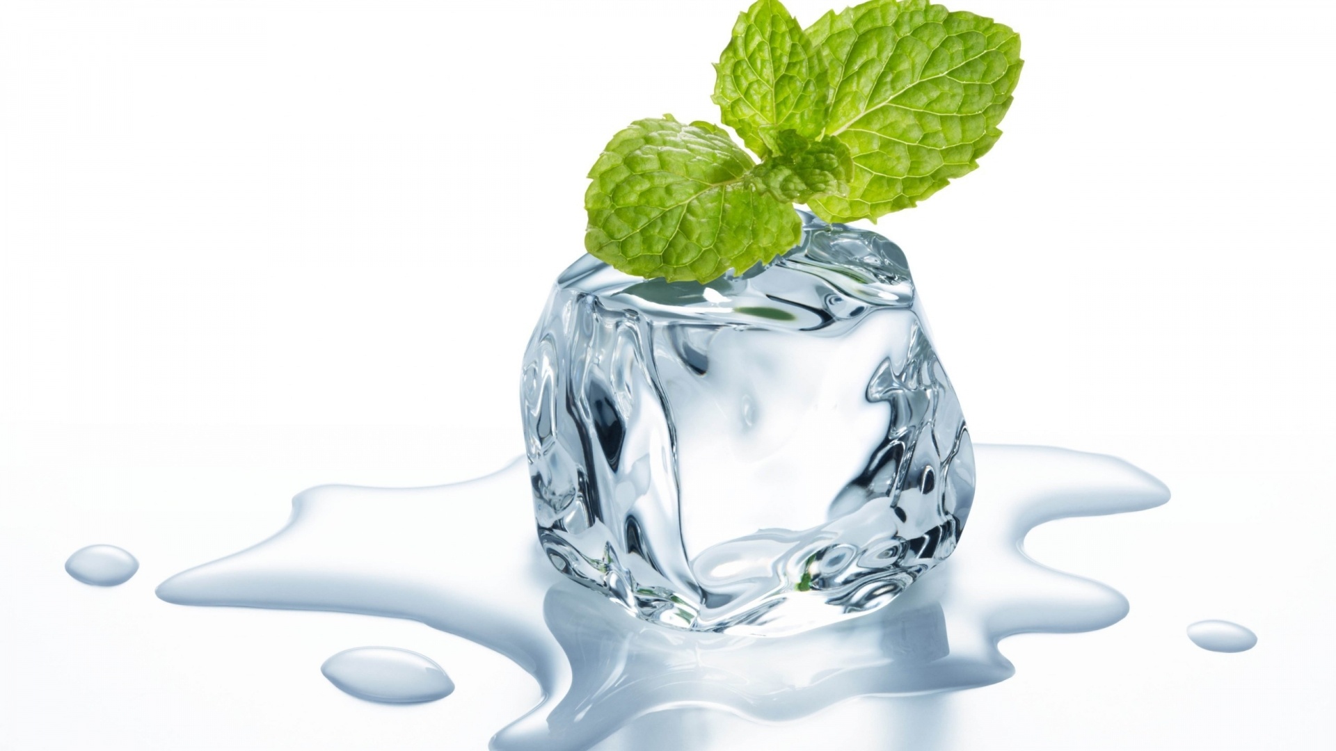 Ice cube and mint, Refreshing combination, Cool drink, Summer treat, 1920x1080 Full HD Desktop