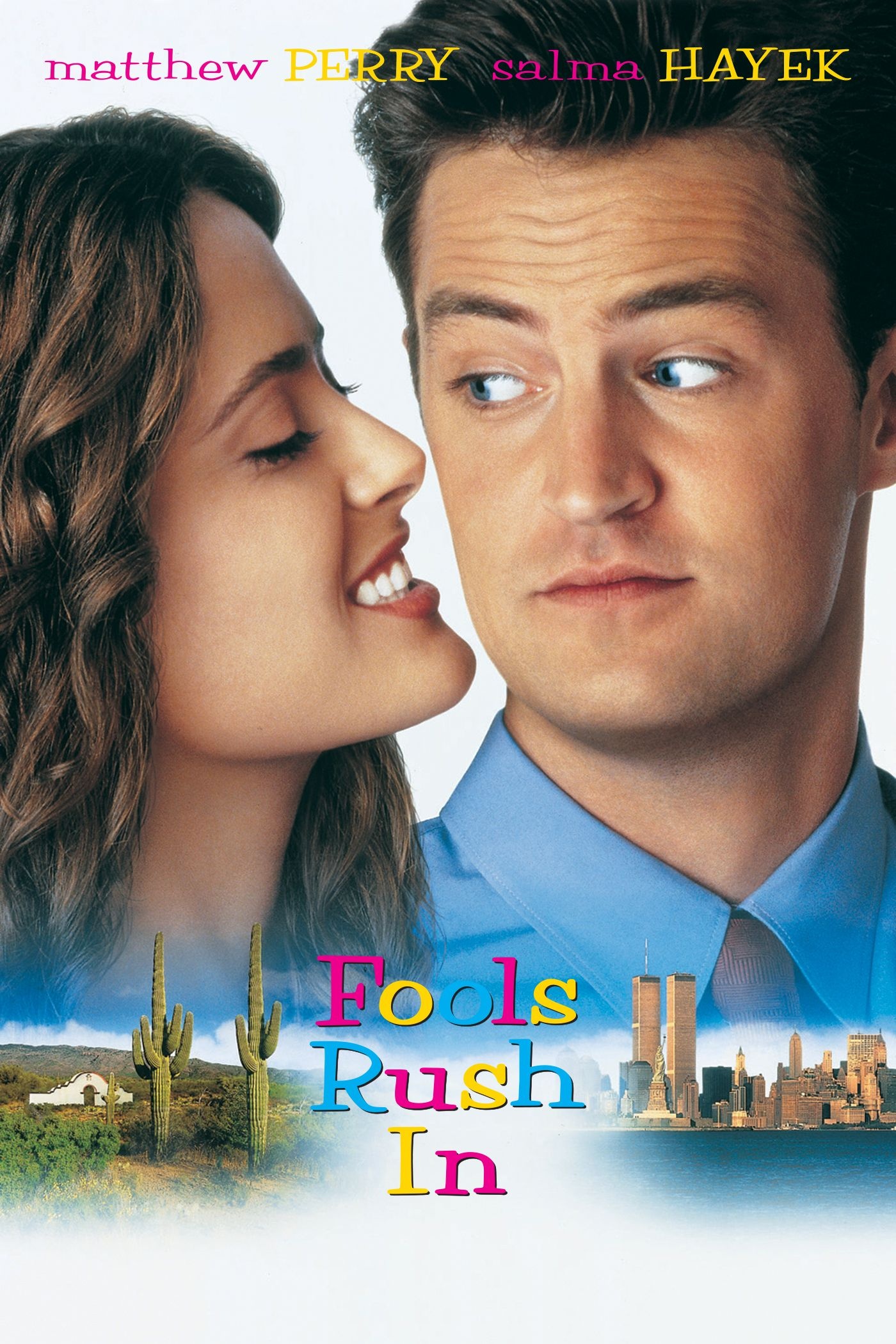 Fools Rush In (Movie): Matthew Perry and Salma Hayek, A New York City architect and a free-spirited photographer. 1400x2100 HD Wallpaper.