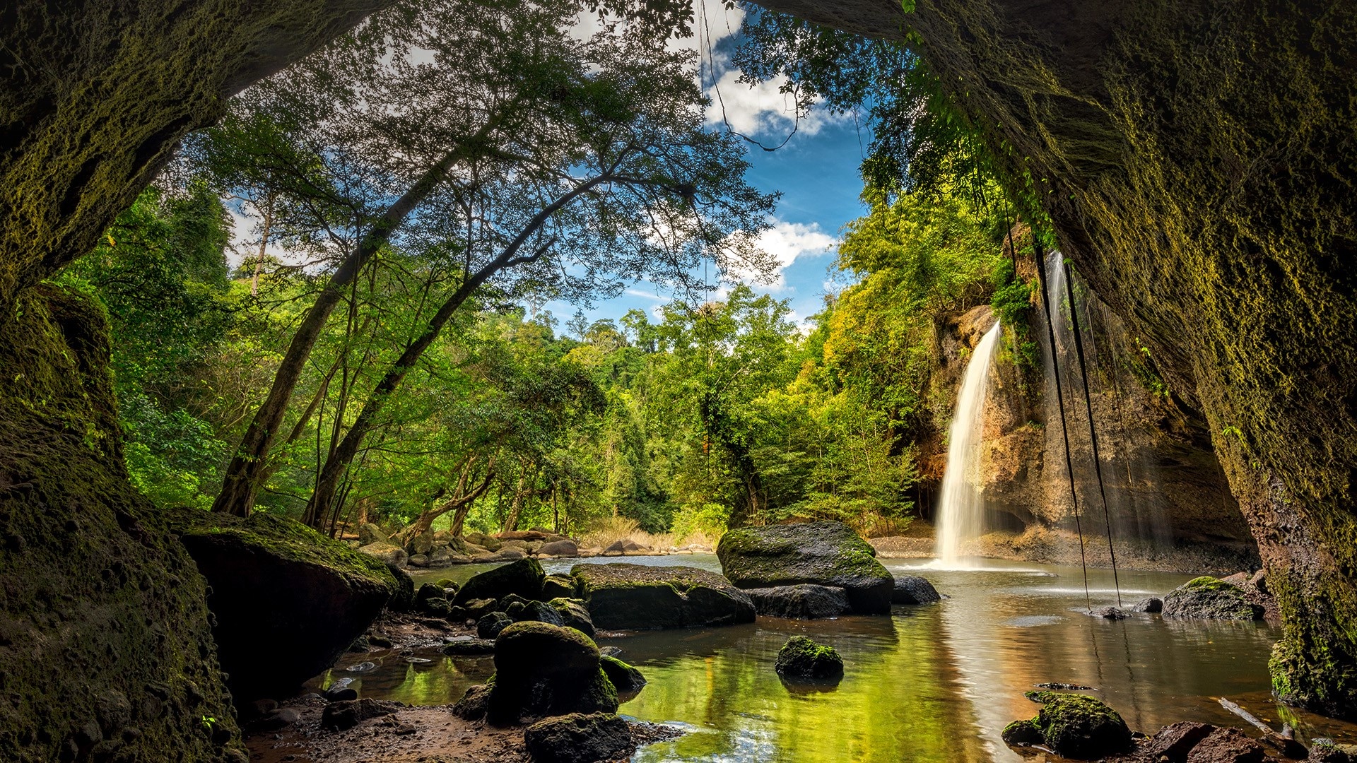 Khao Yai National Park, Enchanting waterfalls, Deep forest, Thailand's natural beauty, 1920x1080 Full HD Desktop