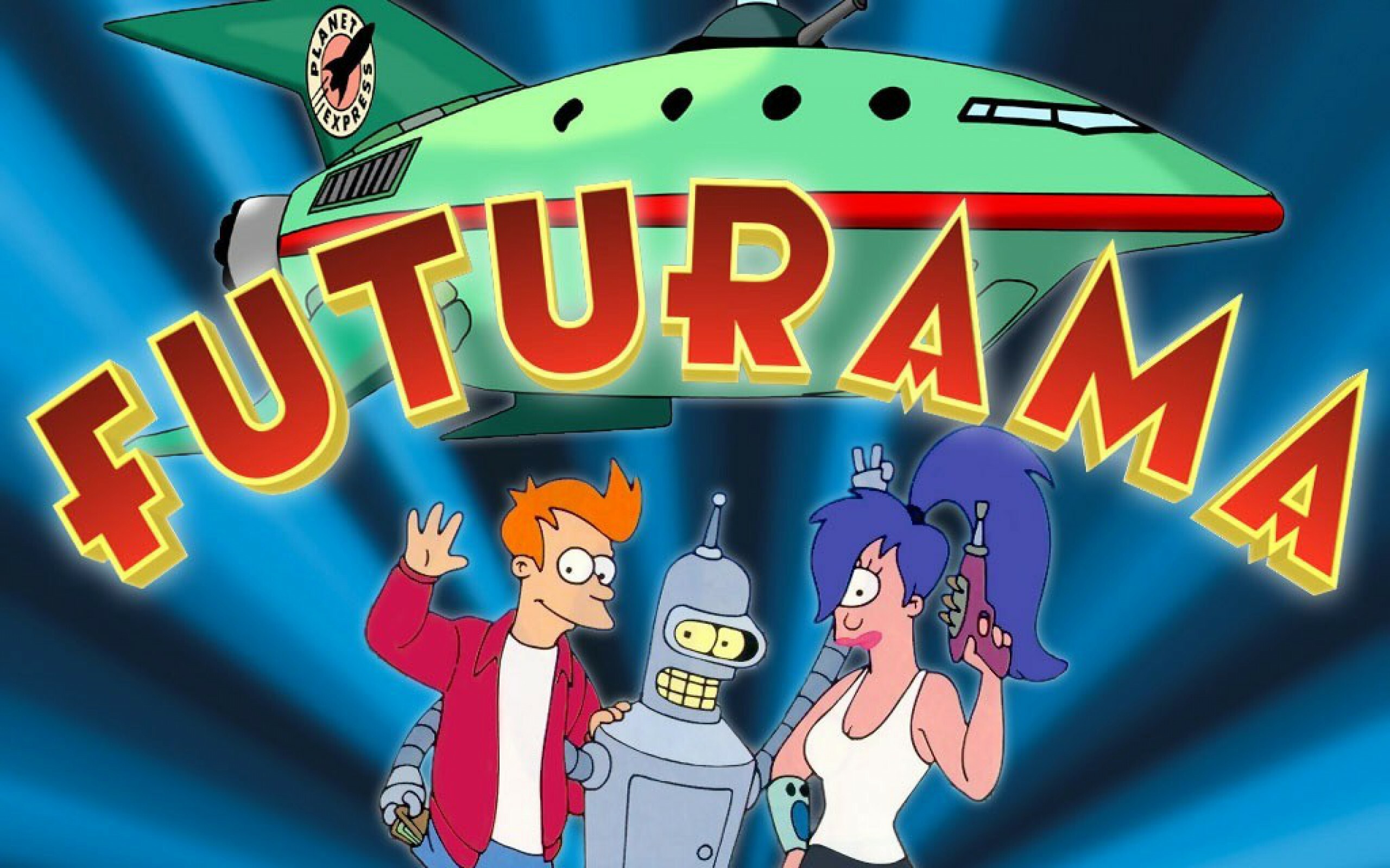 Futurama: Matt Groening's hilarious animated series about a pizza delivery man named Fry. 2560x1600 HD Background.